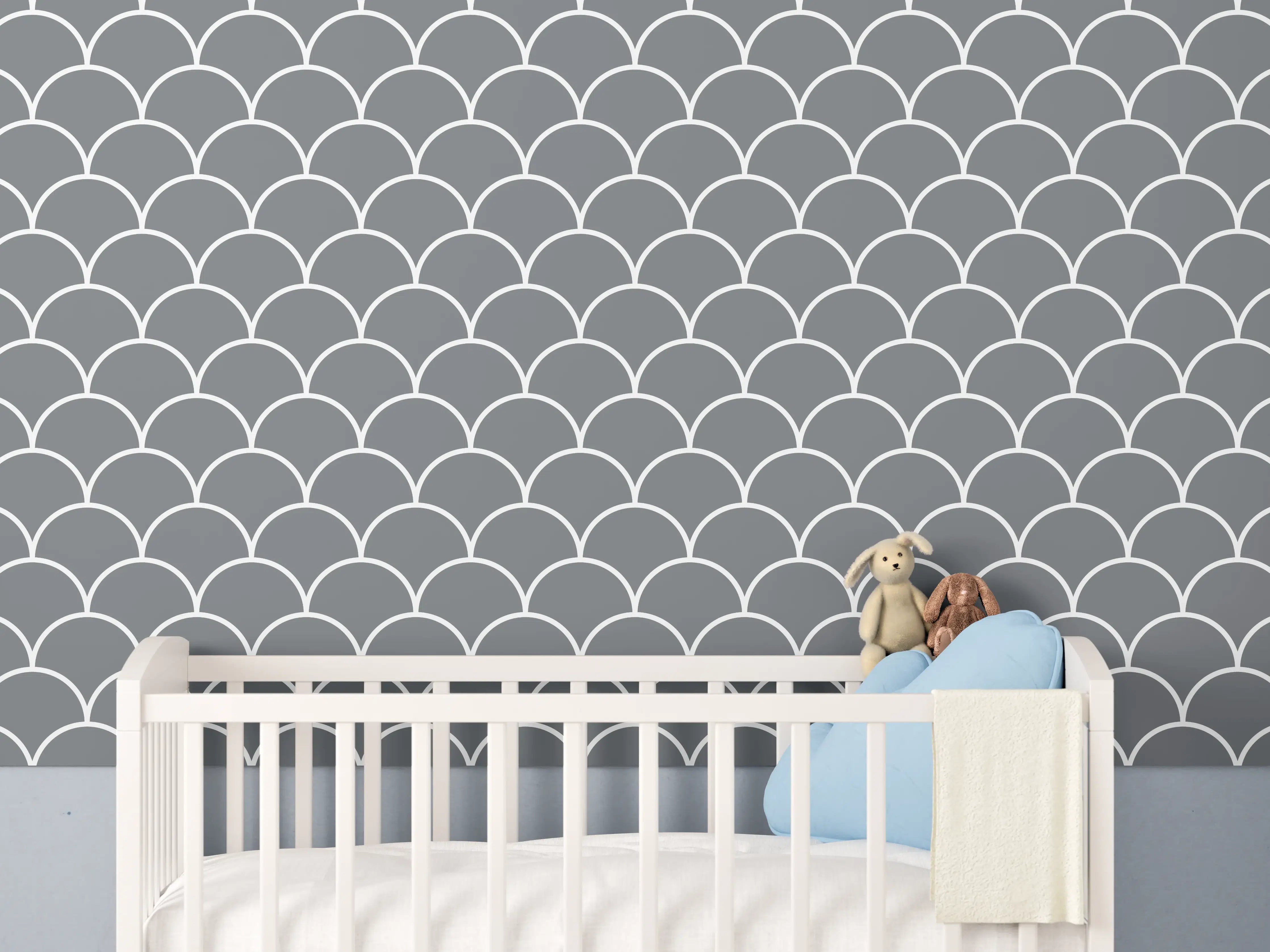 Babyzimmer Wandgestaltung - Graues Sechseck-Muster