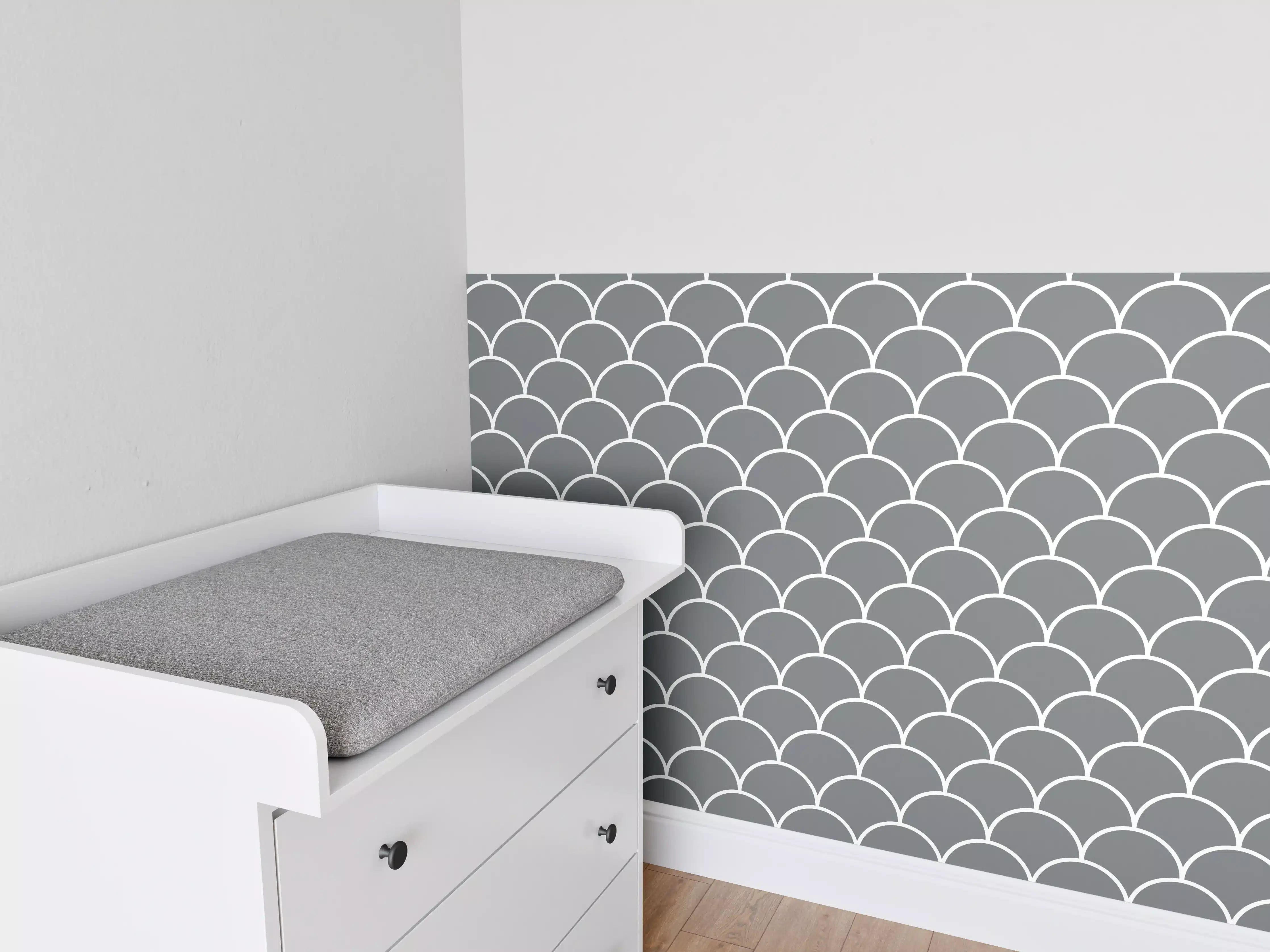Babyzimmer Wandgestaltung - Graues Sechseck-Muster