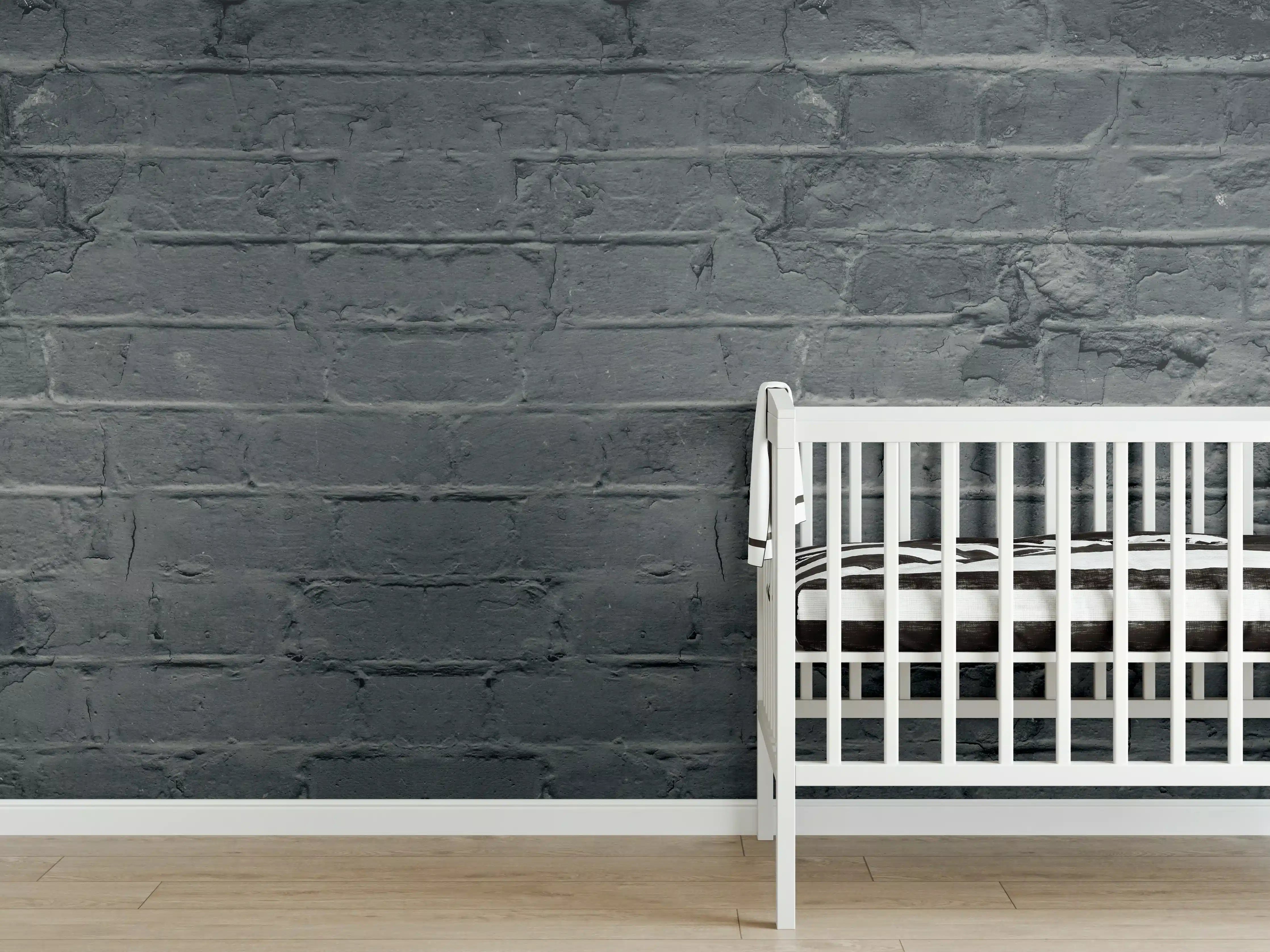 Babyzimmer Wandgestaltung - Graues ausgefallenes Mauerwerk