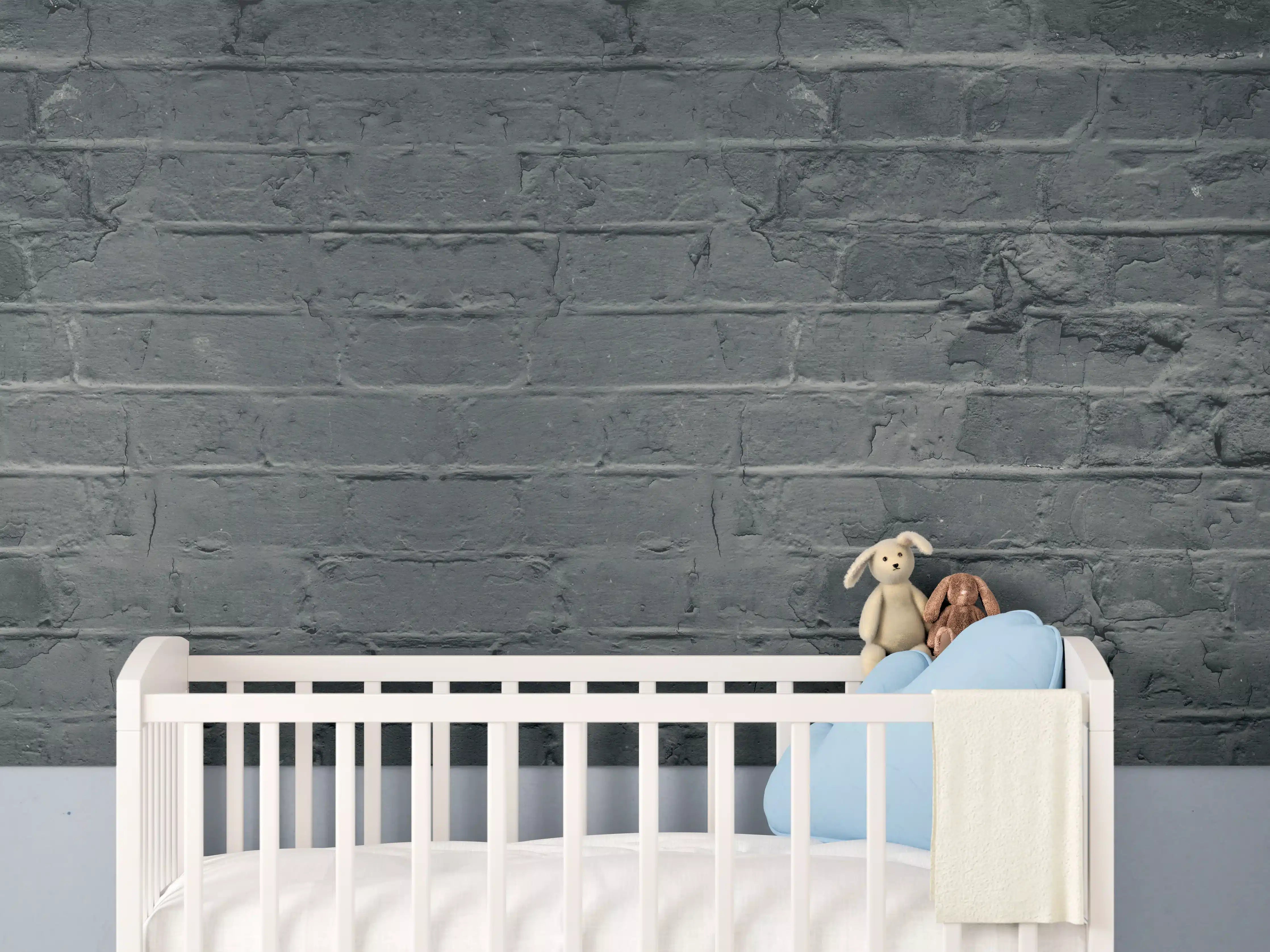 Babyzimmer Wandgestaltung - Graues ausgefallenes Mauerwerk