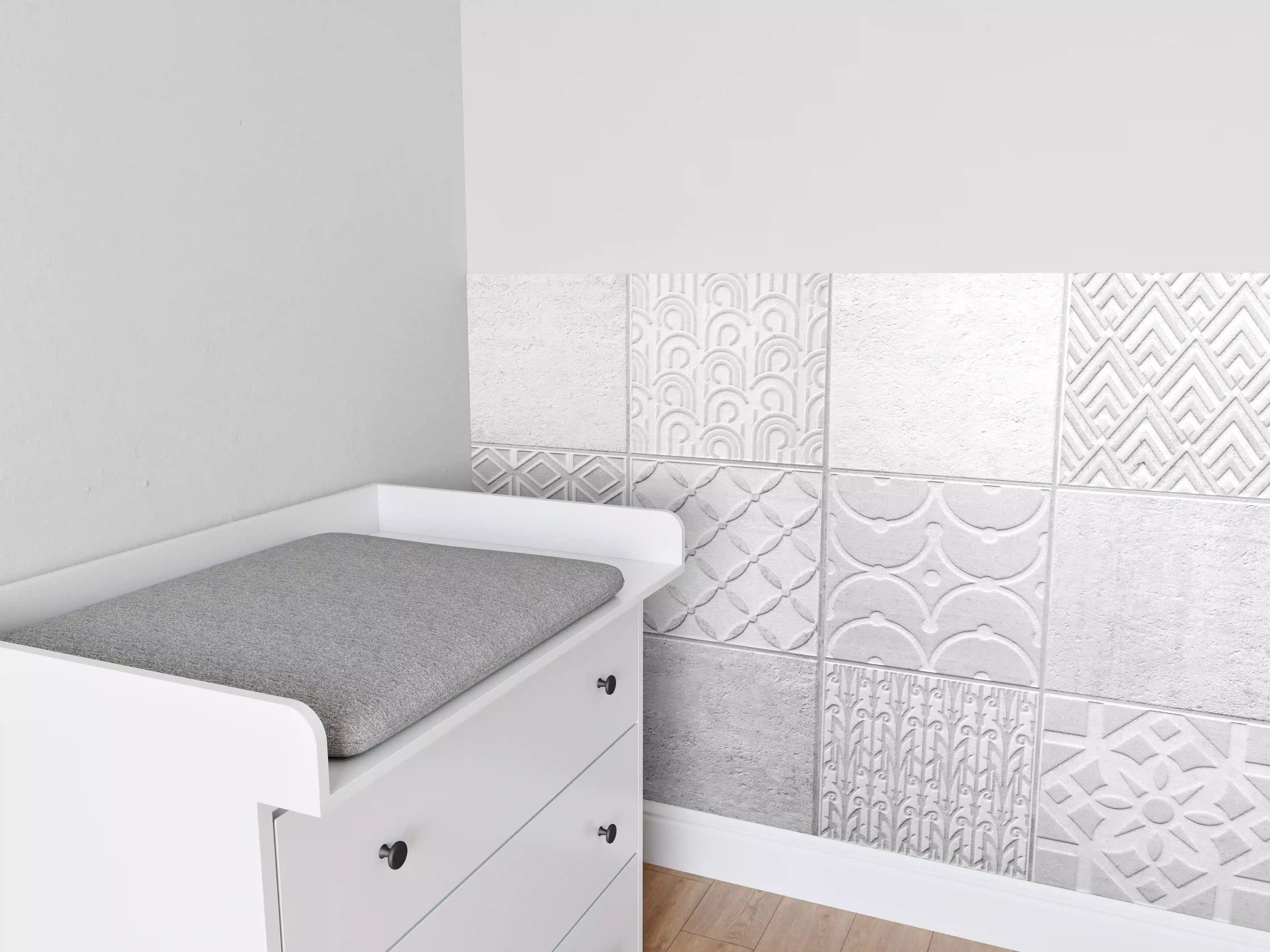Babyzimmer Wandgestaltung - Graues weißes Vintage Mosaikmotiv