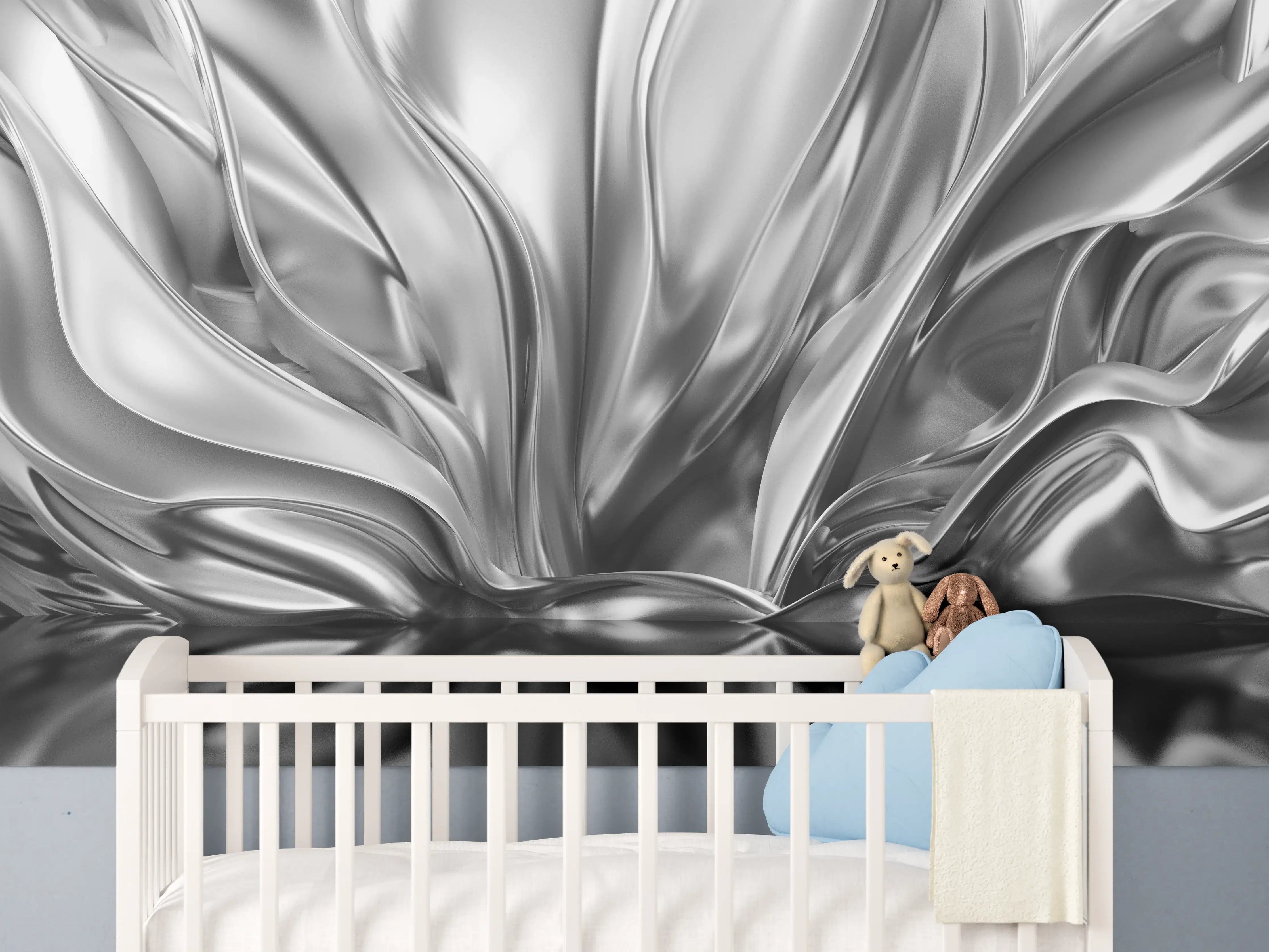 Babyzimmer Wandgestaltung - Grauwe Metalltextur