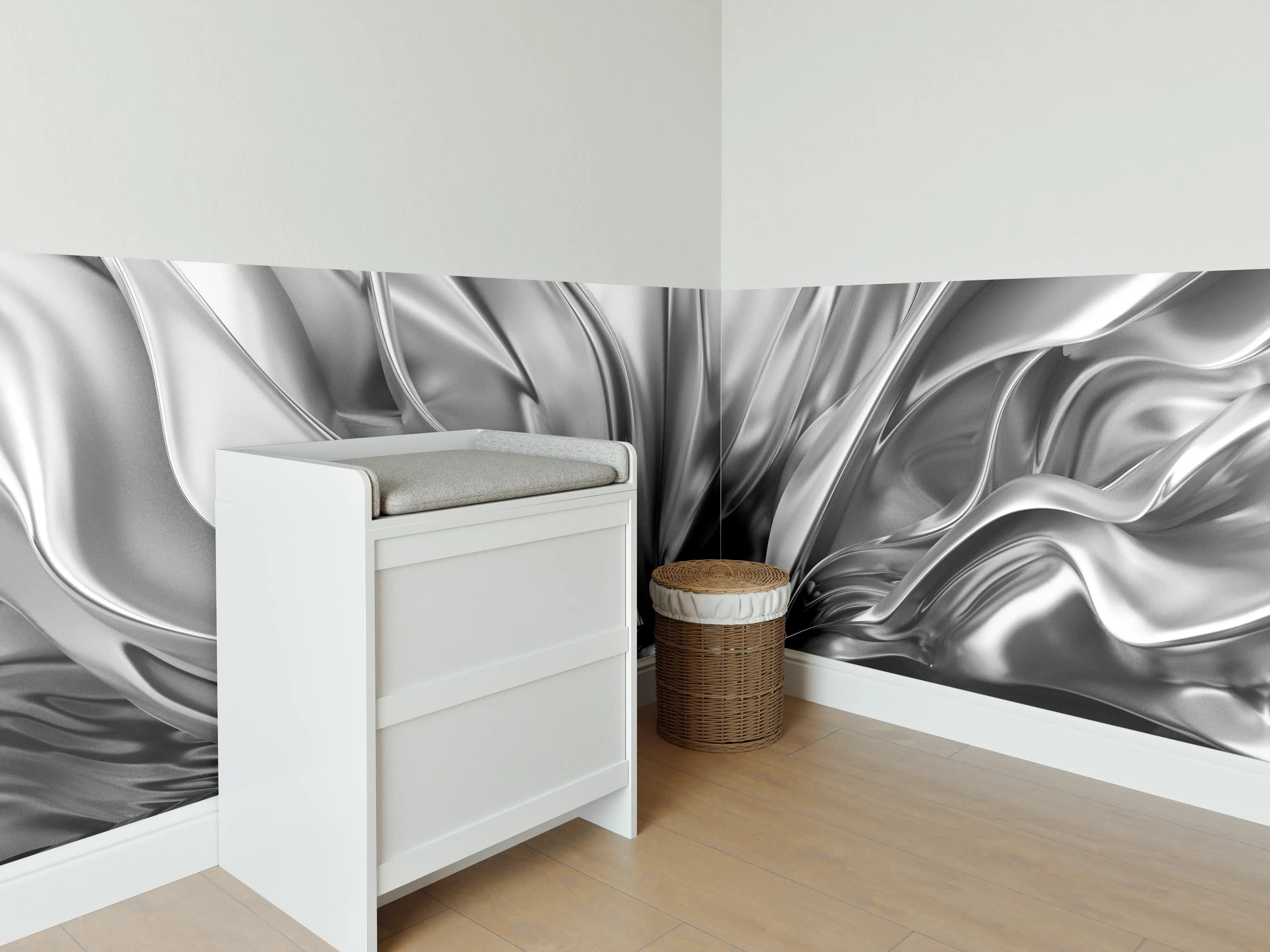 Babyzimmer Wandgestaltung - Grauwe Metalltextur