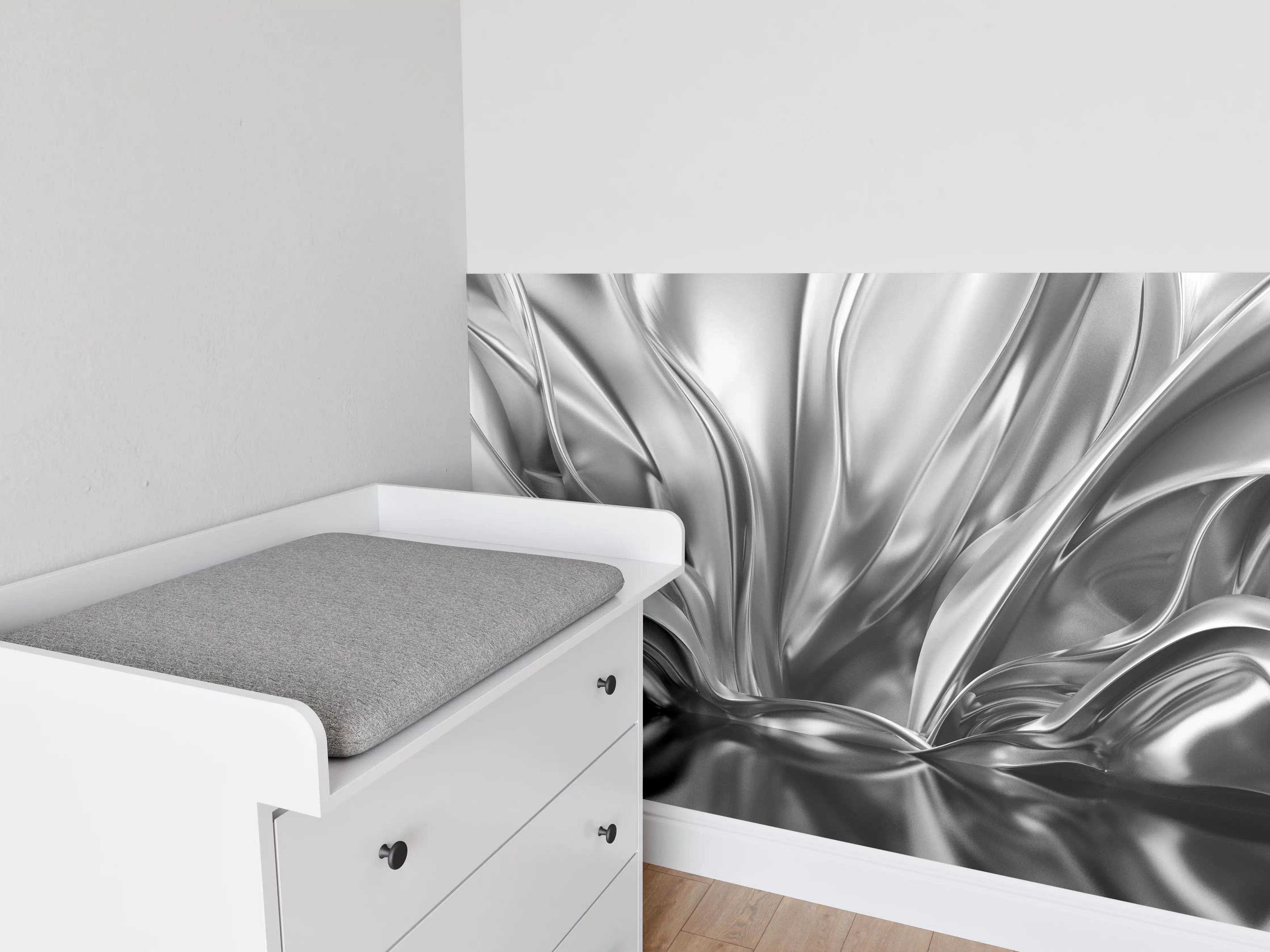 Babyzimmer Wandgestaltung - Grauwe Metalltextur