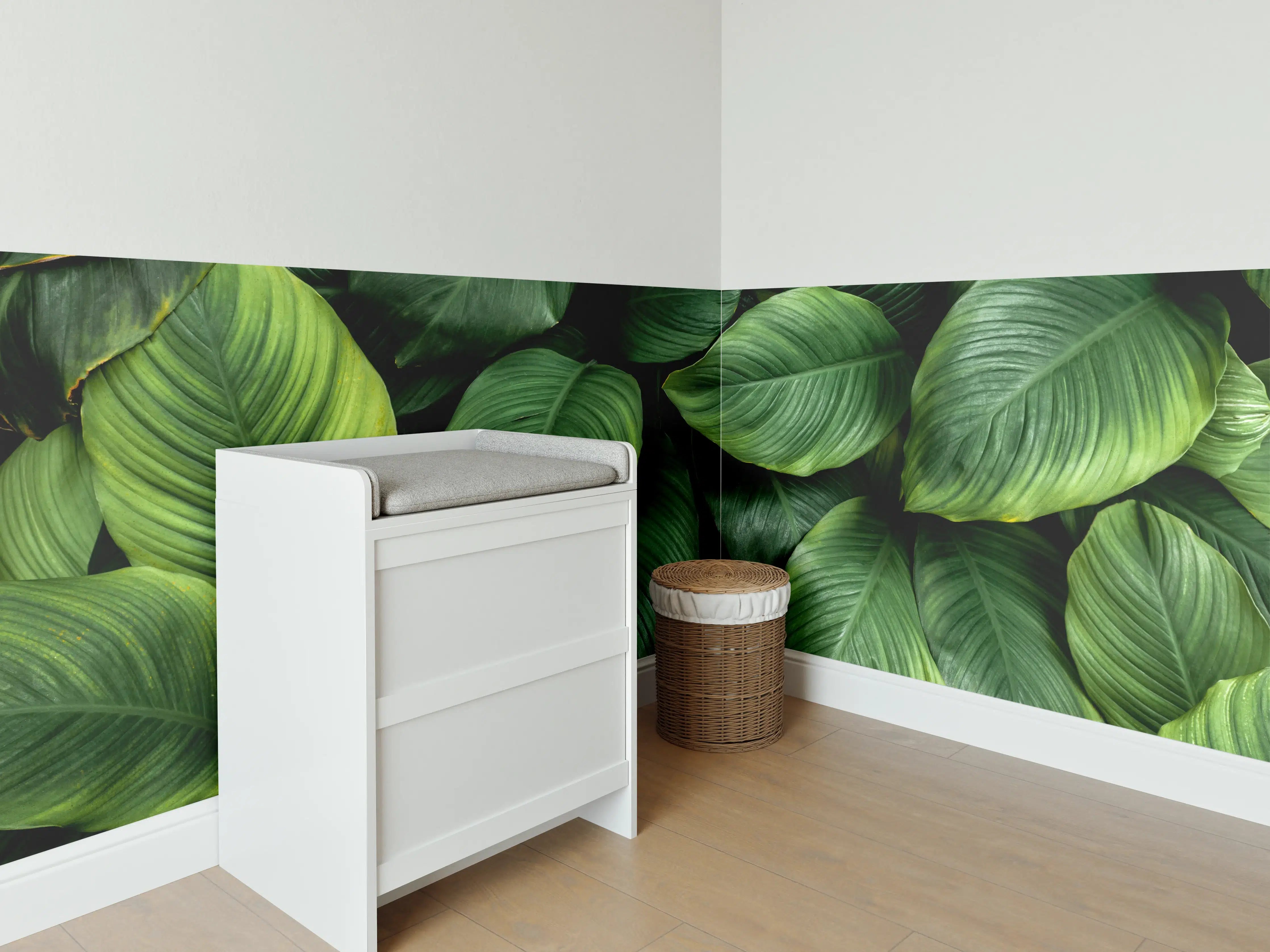 Babyzimmer Wandgestaltung - Große grüne Blätter
