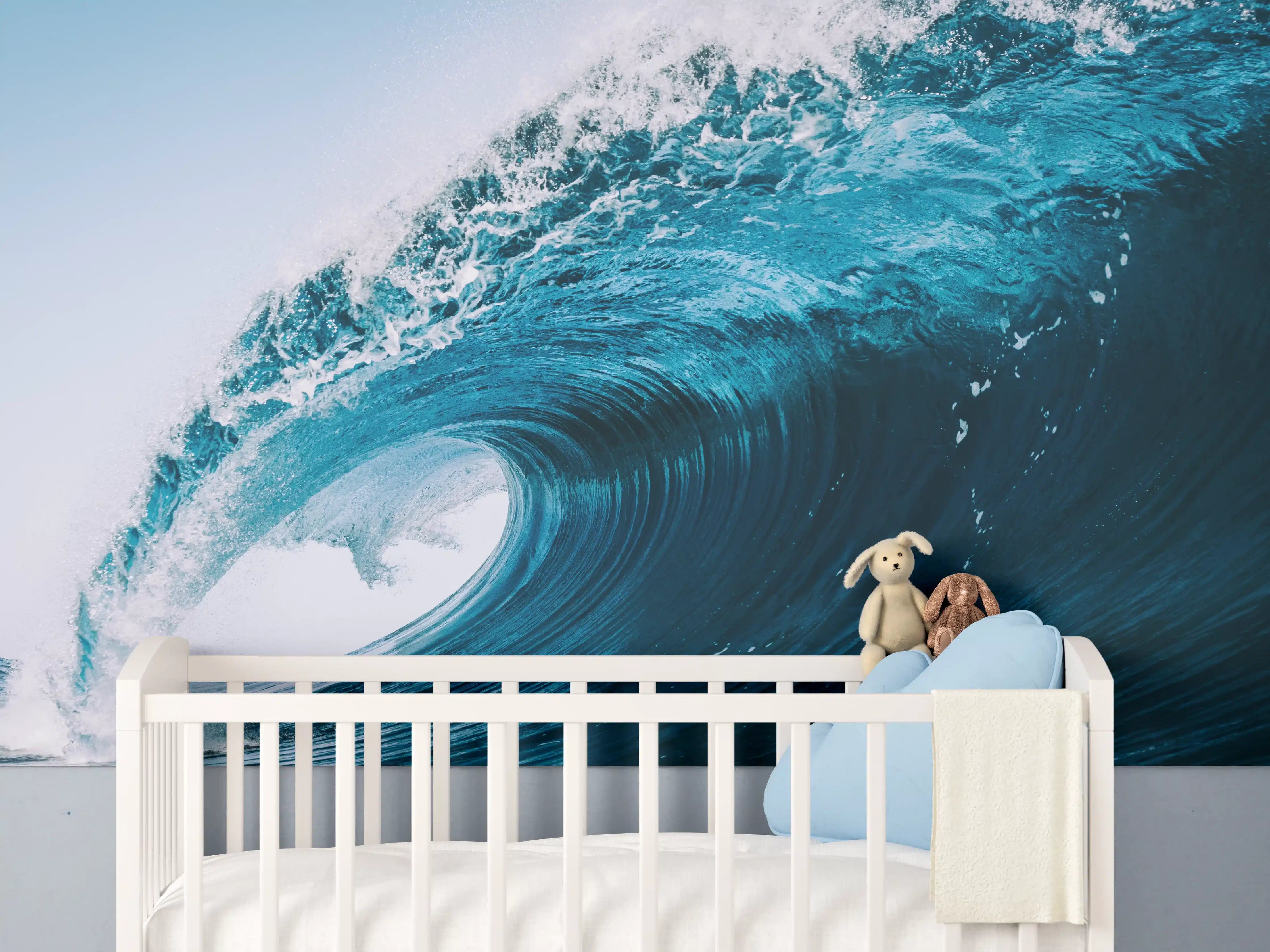 Babyzimmer Wandgestaltung - Große klare Meereswelle
