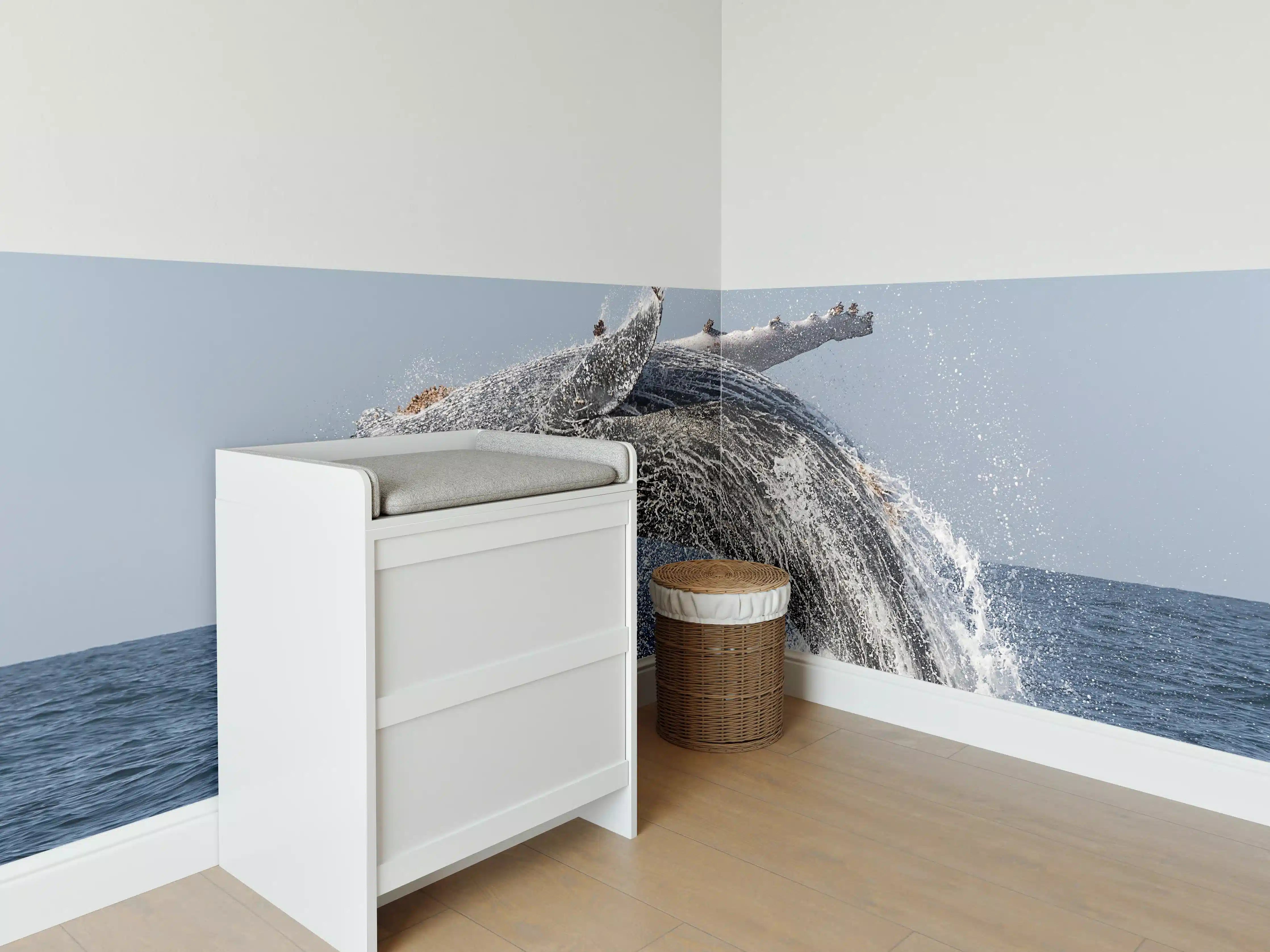 Babyzimmer Wandgestaltung - Großer Buckelwal beim Auftauchen