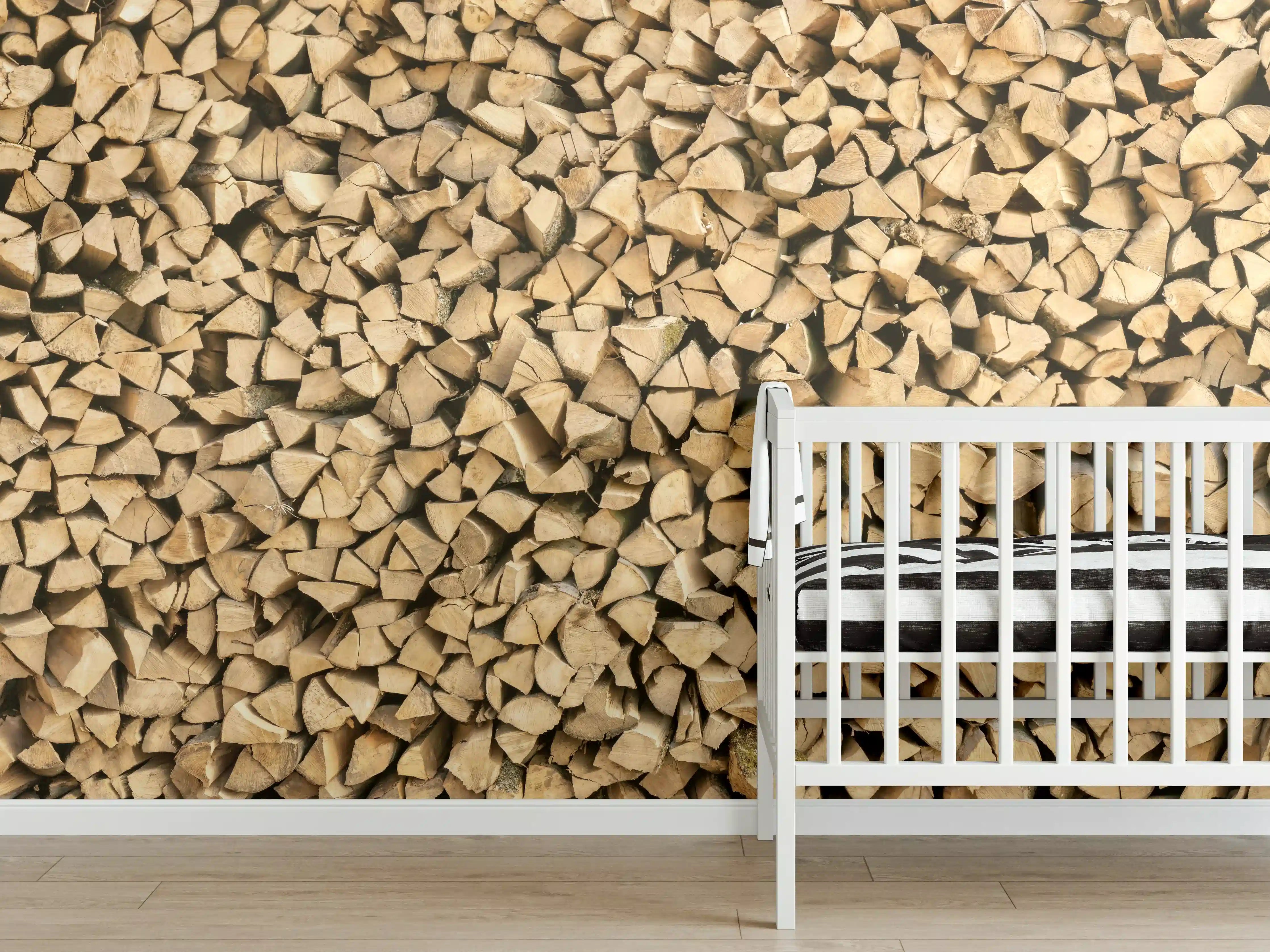 Babyzimmer Wandgestaltung - Großer Haufen Holzscheite