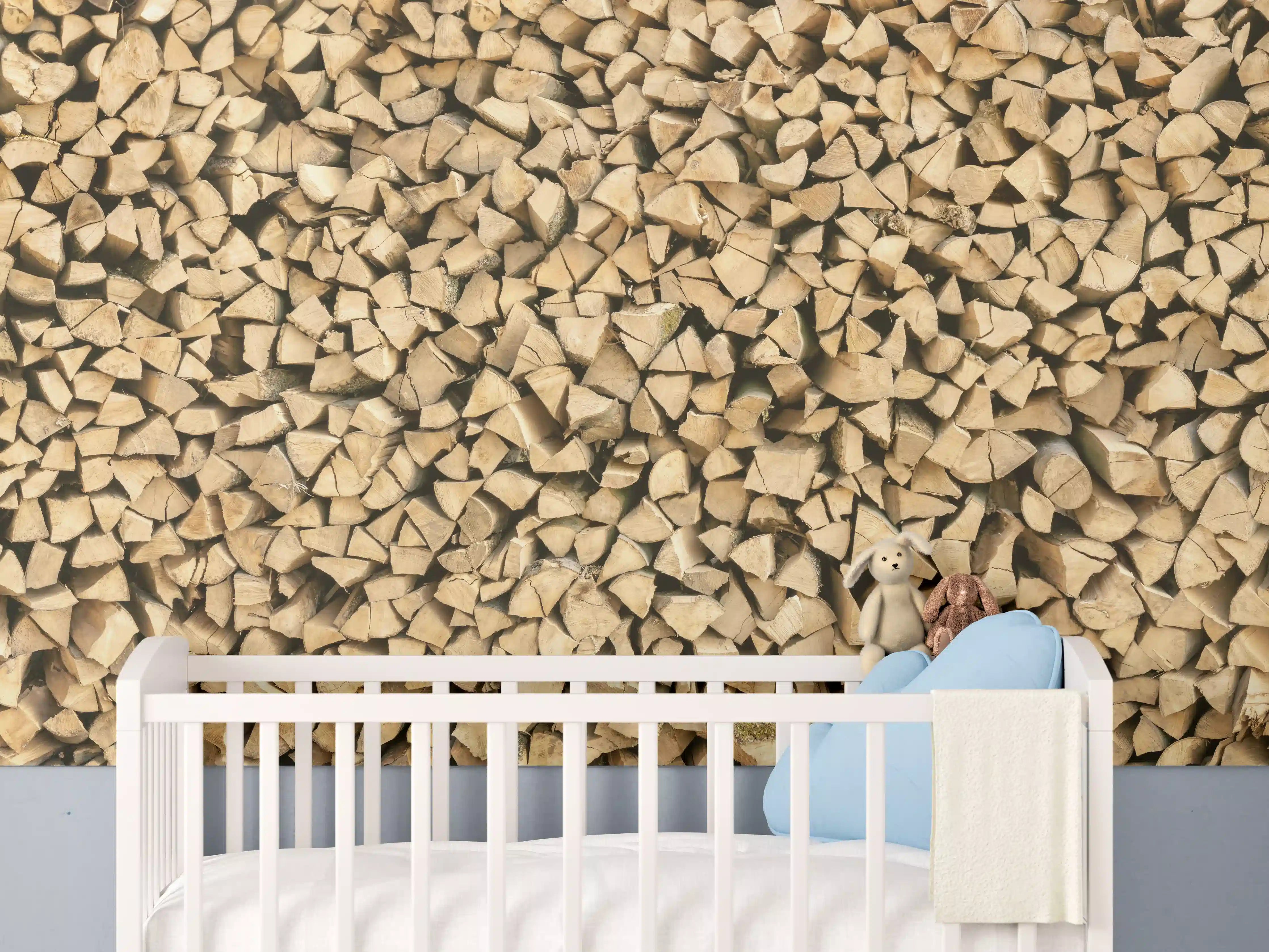 Babyzimmer Wandgestaltung - Großer Haufen Holzscheite