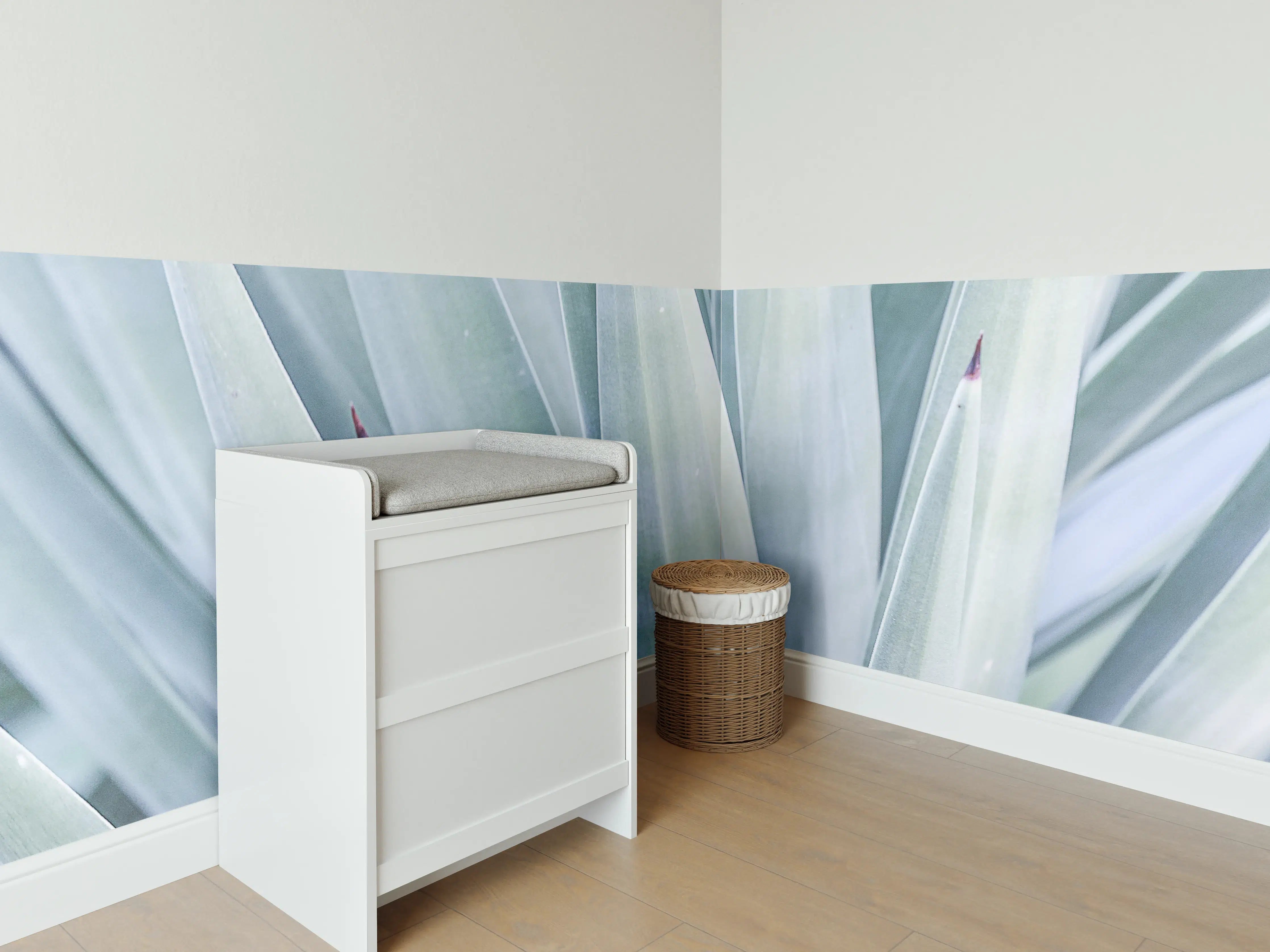 Babyzimmer Wandgestaltung - Grüne Agaven-Blattstruktur