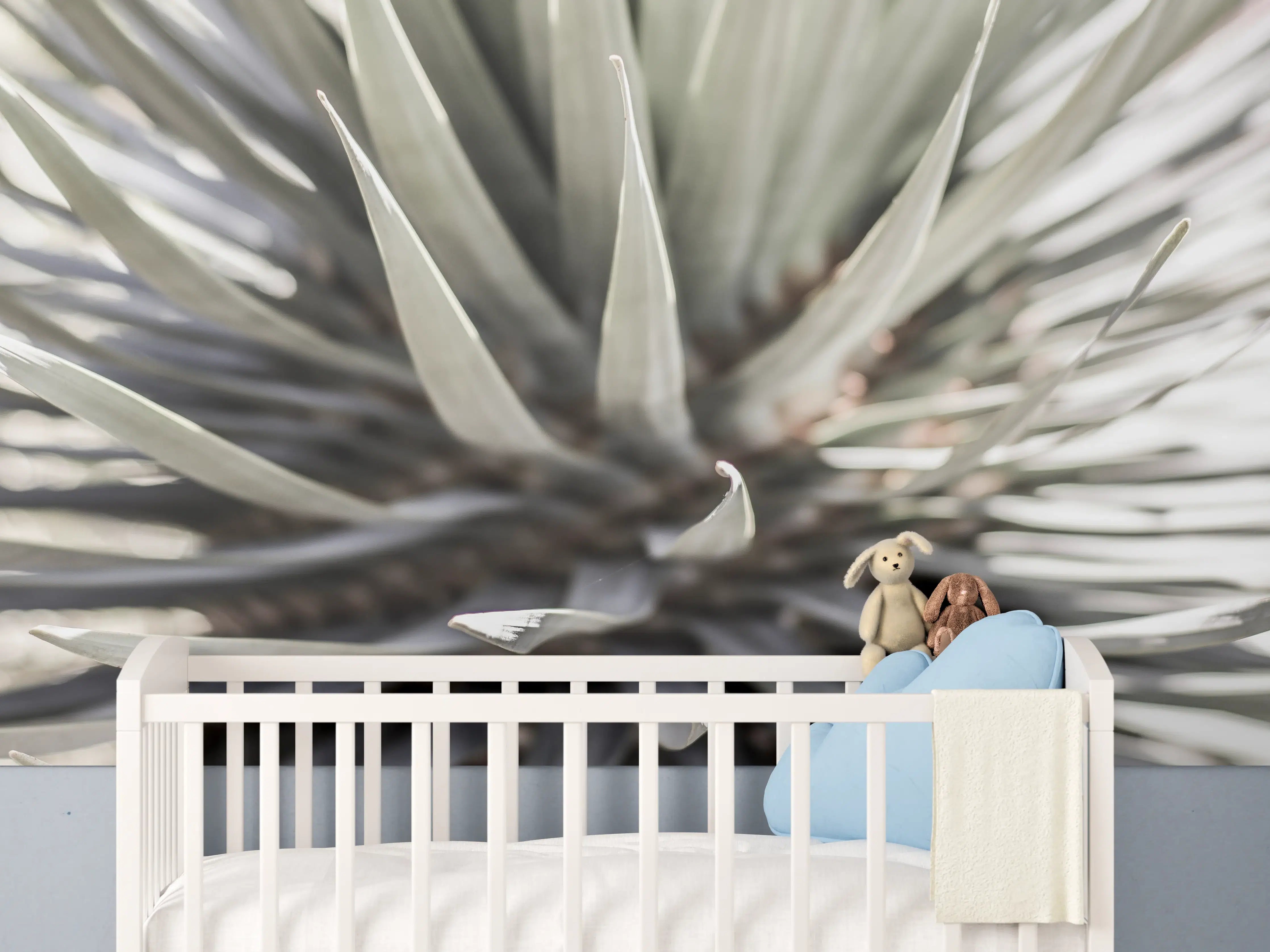Babyzimmer Wandgestaltung - Grüne Agaven-Nahaufnahme