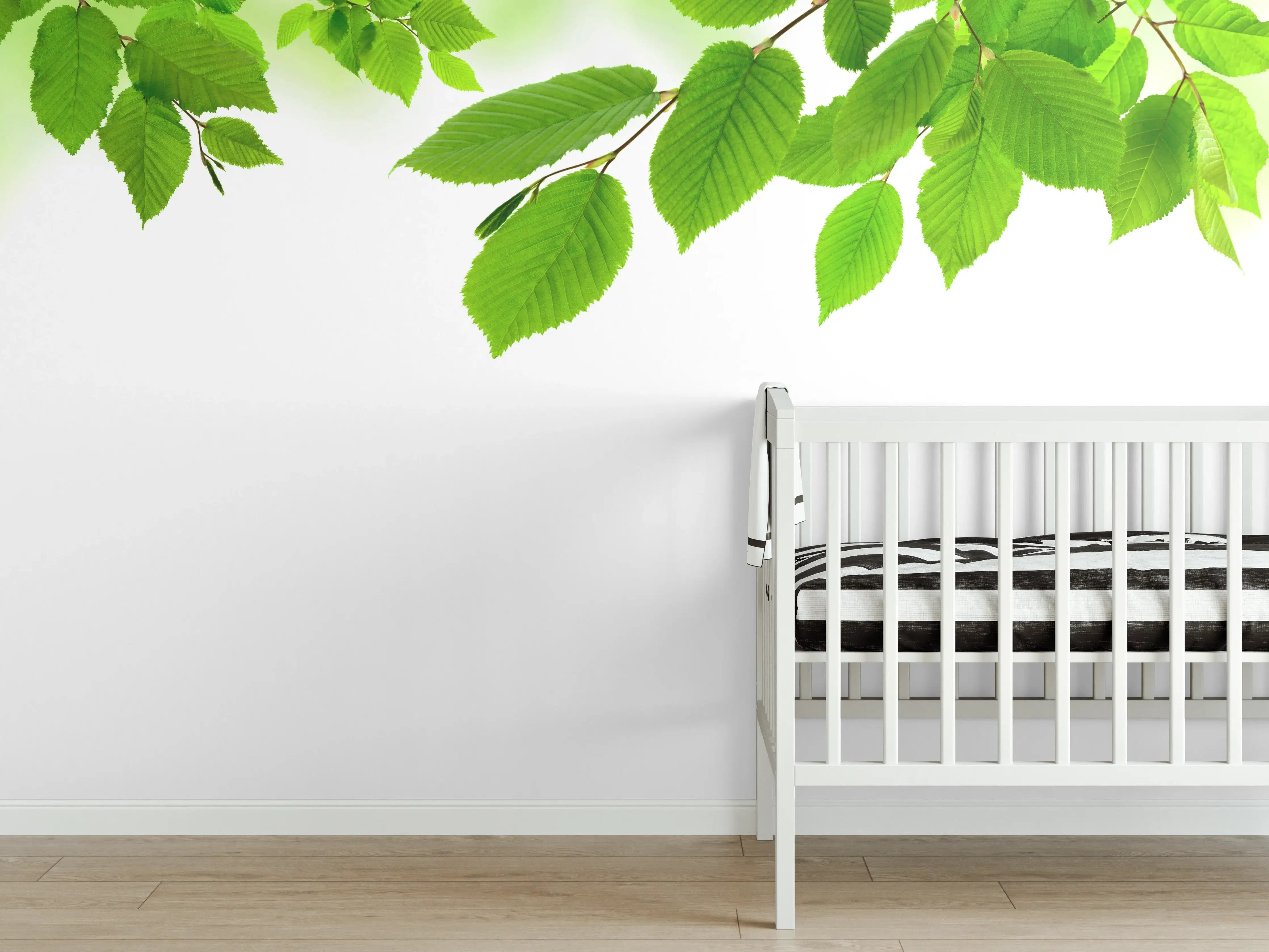 Babyzimmer Wandgestaltung - Grüne Blätter