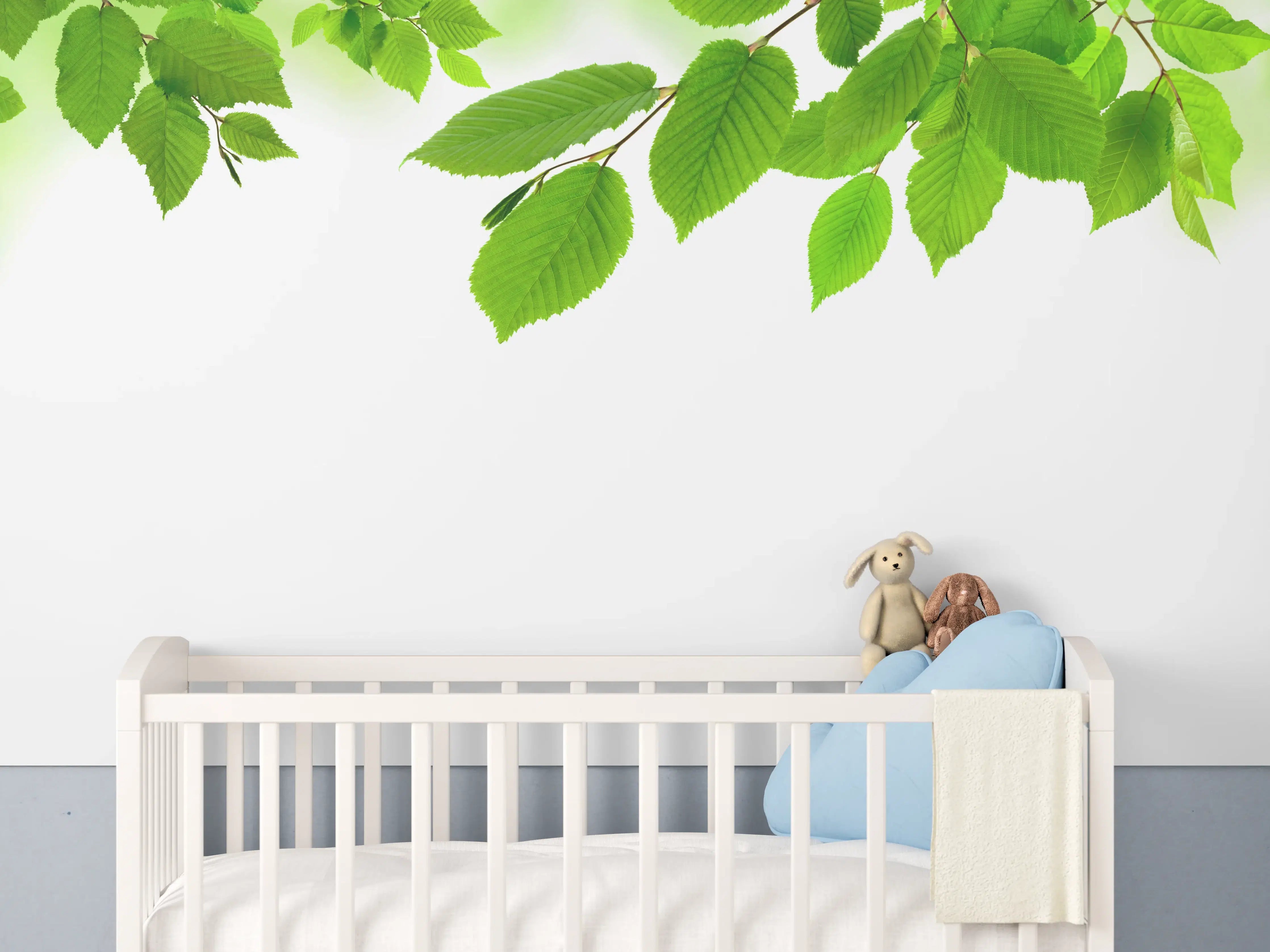 Babyzimmer Wandgestaltung - Grüne Blätter