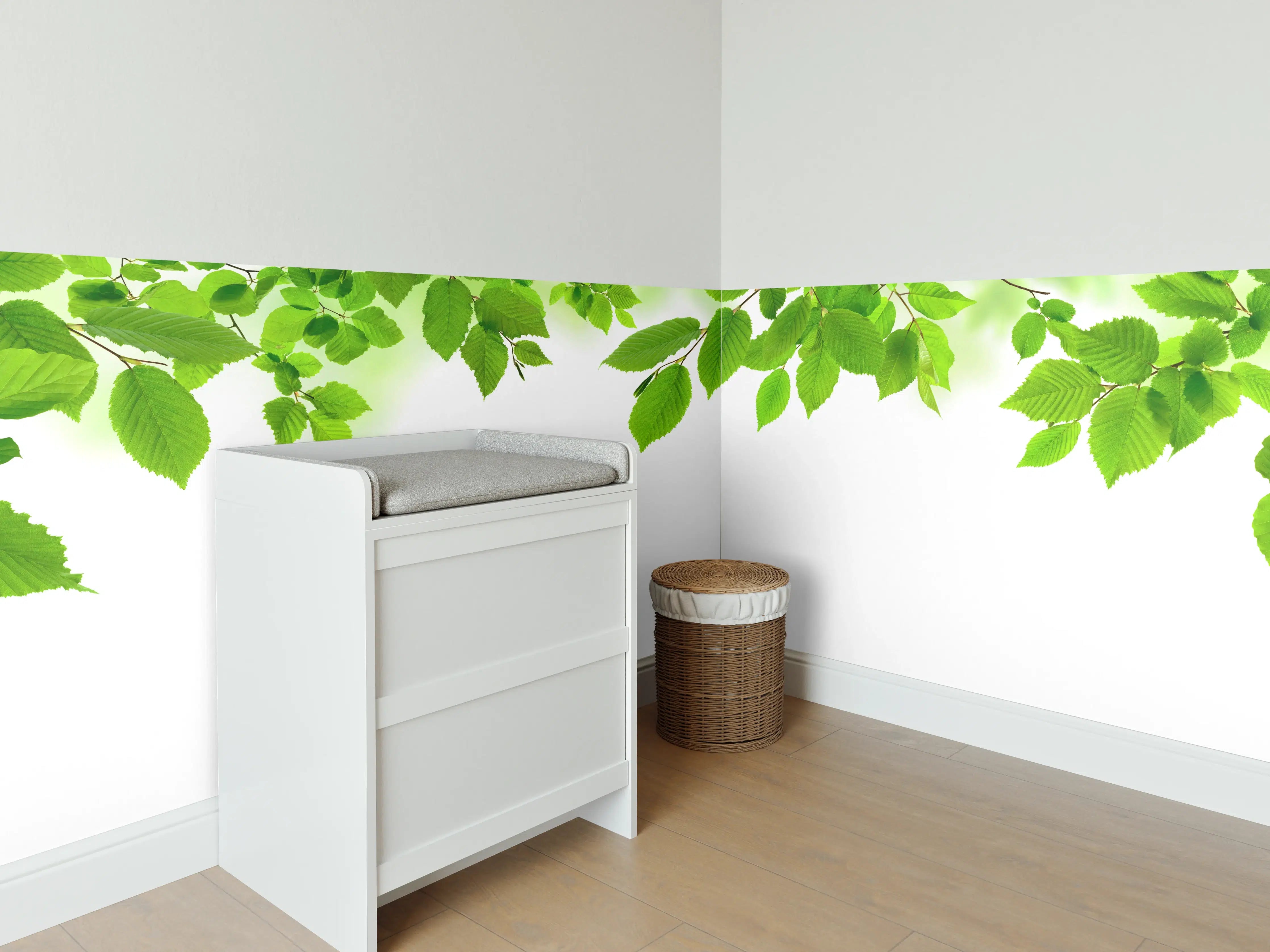 Babyzimmer Wandgestaltung - Grüne Blätter