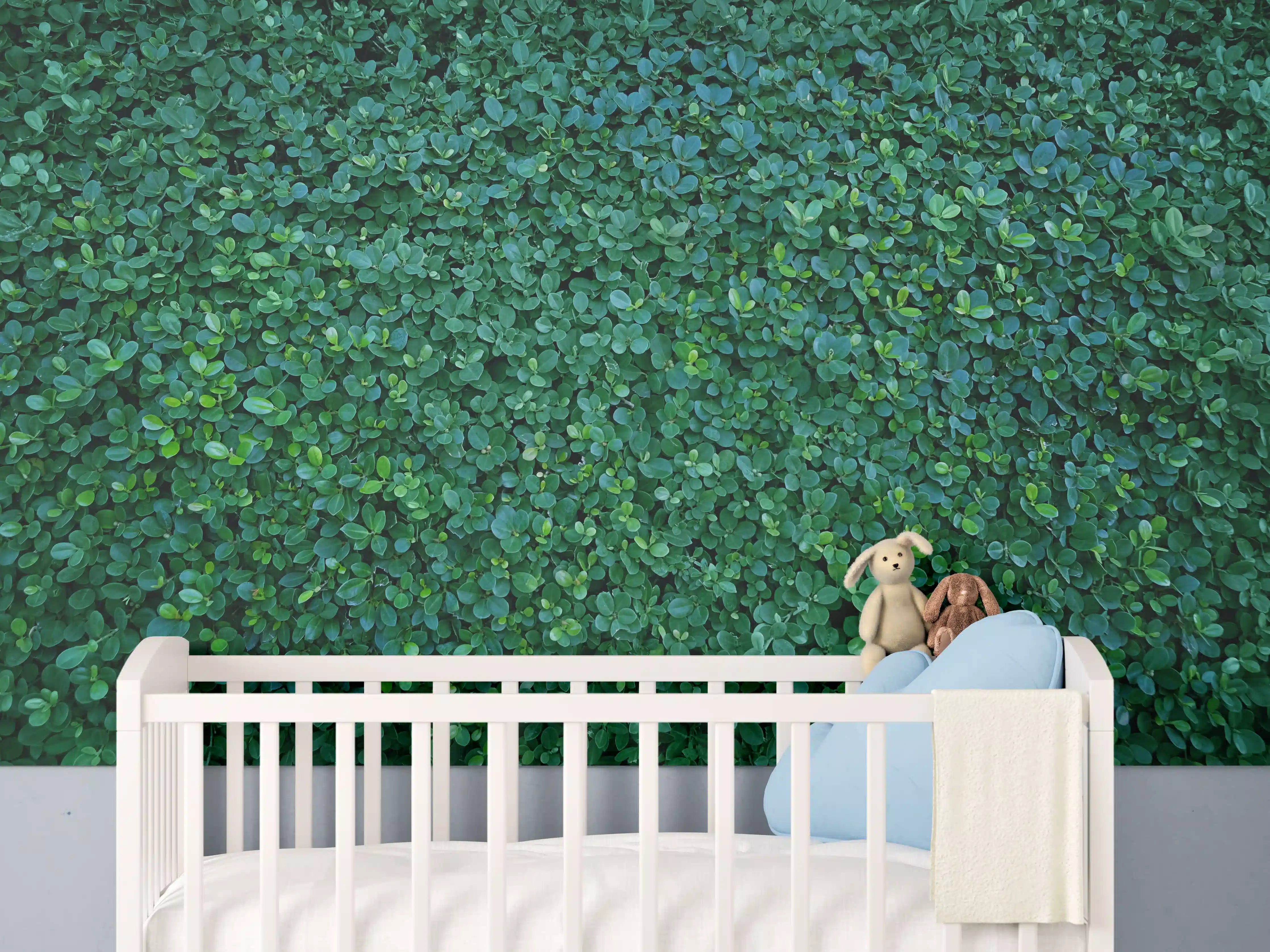 Babyzimmer Wandgestaltung - Grüne Blätterwand Textur