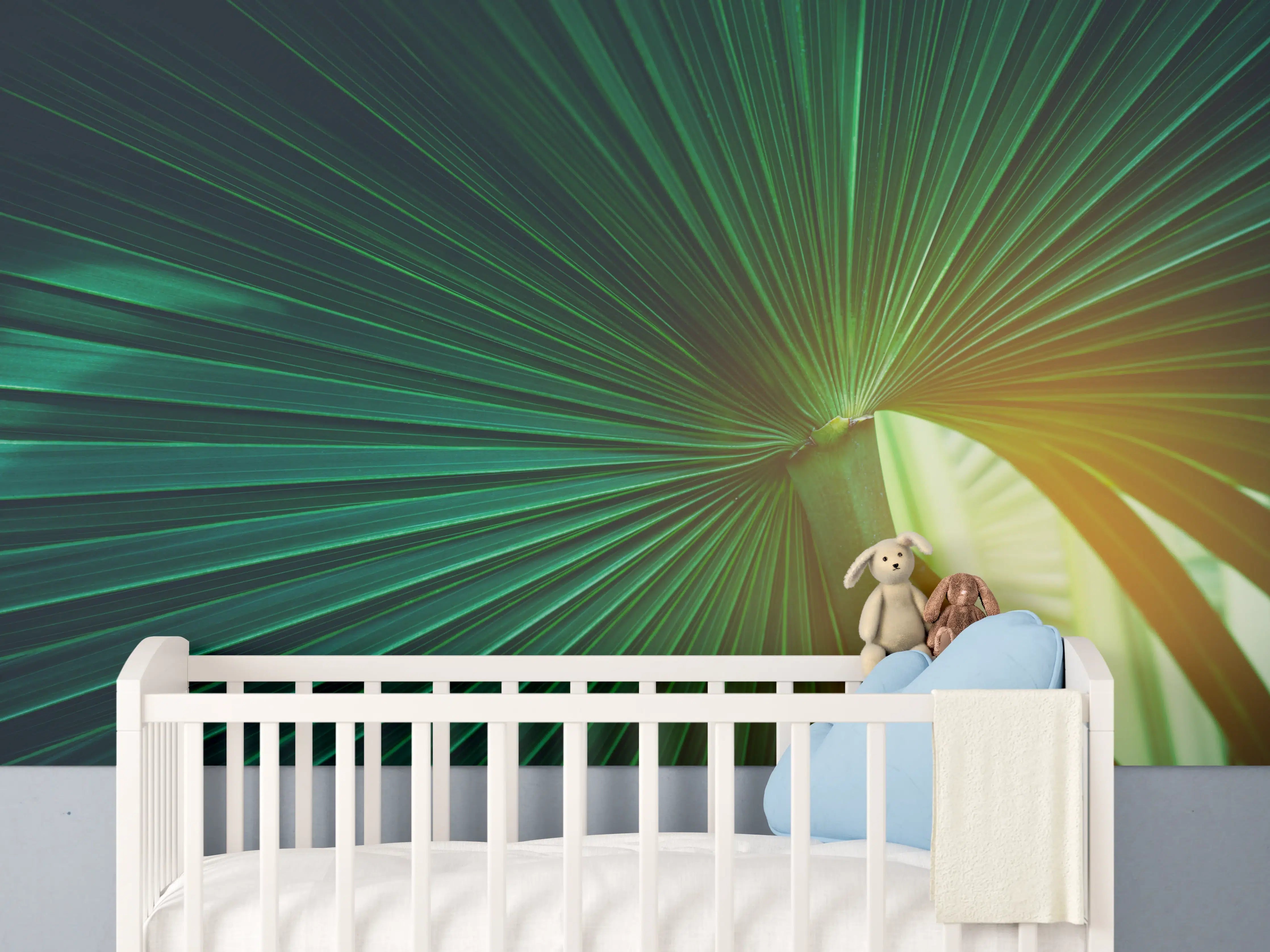 Babyzimmer Wandgestaltung - Grüne Blatt Textur