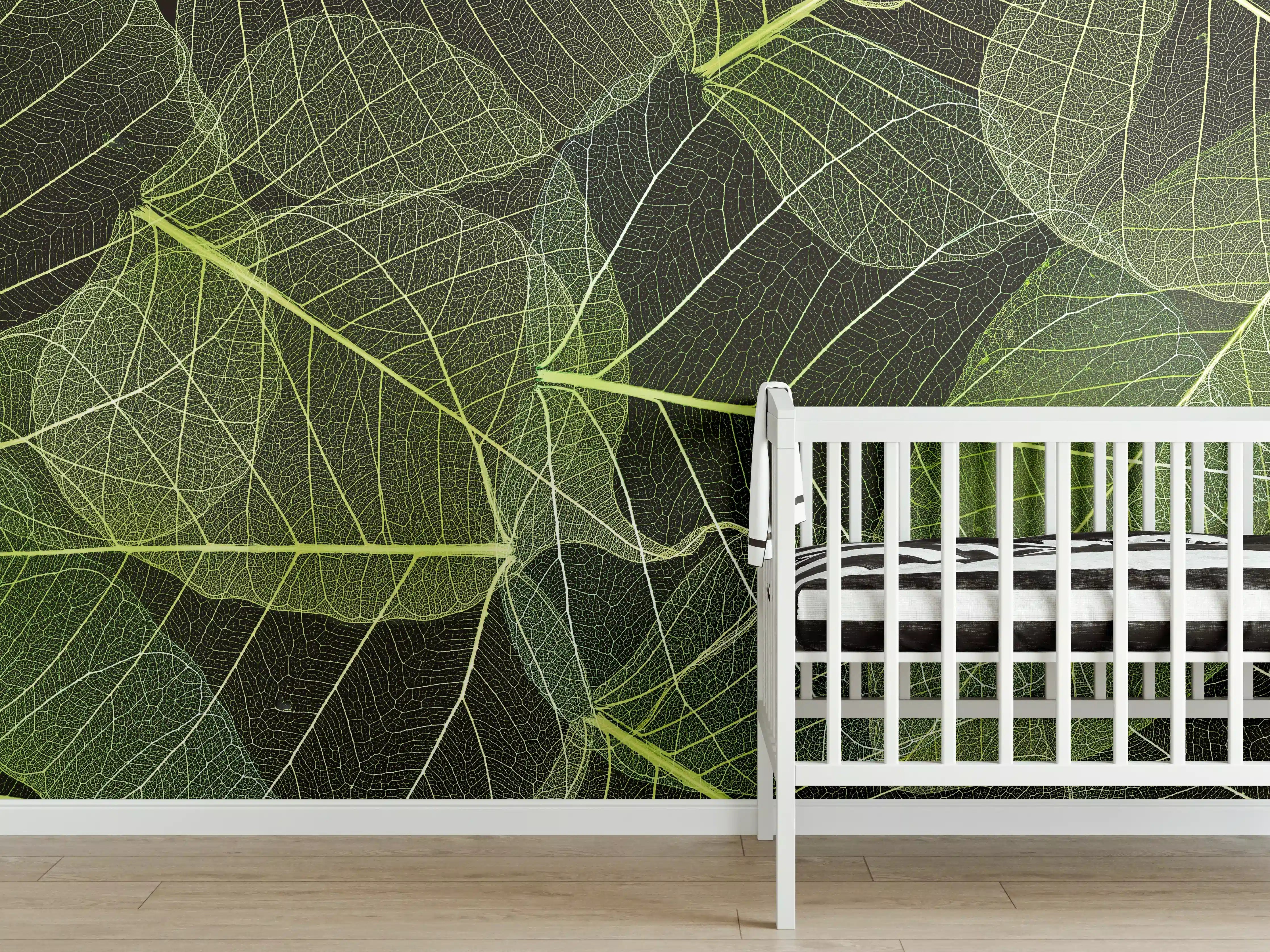 Babyzimmer Wandgestaltung - Grüne Blattstruktur Makrofoto