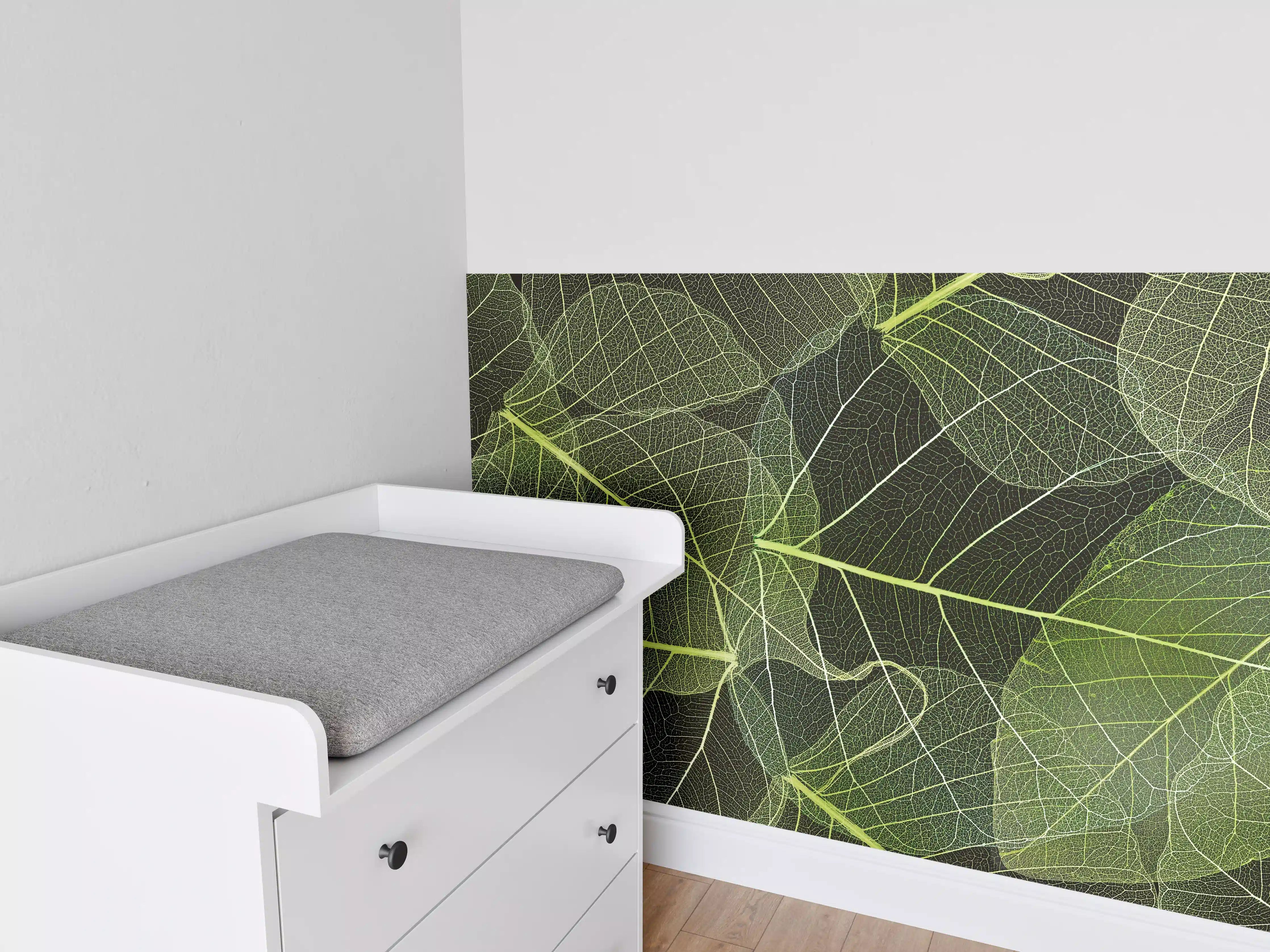 Babyzimmer Wandgestaltung - Grüne Blattstruktur Makrofoto