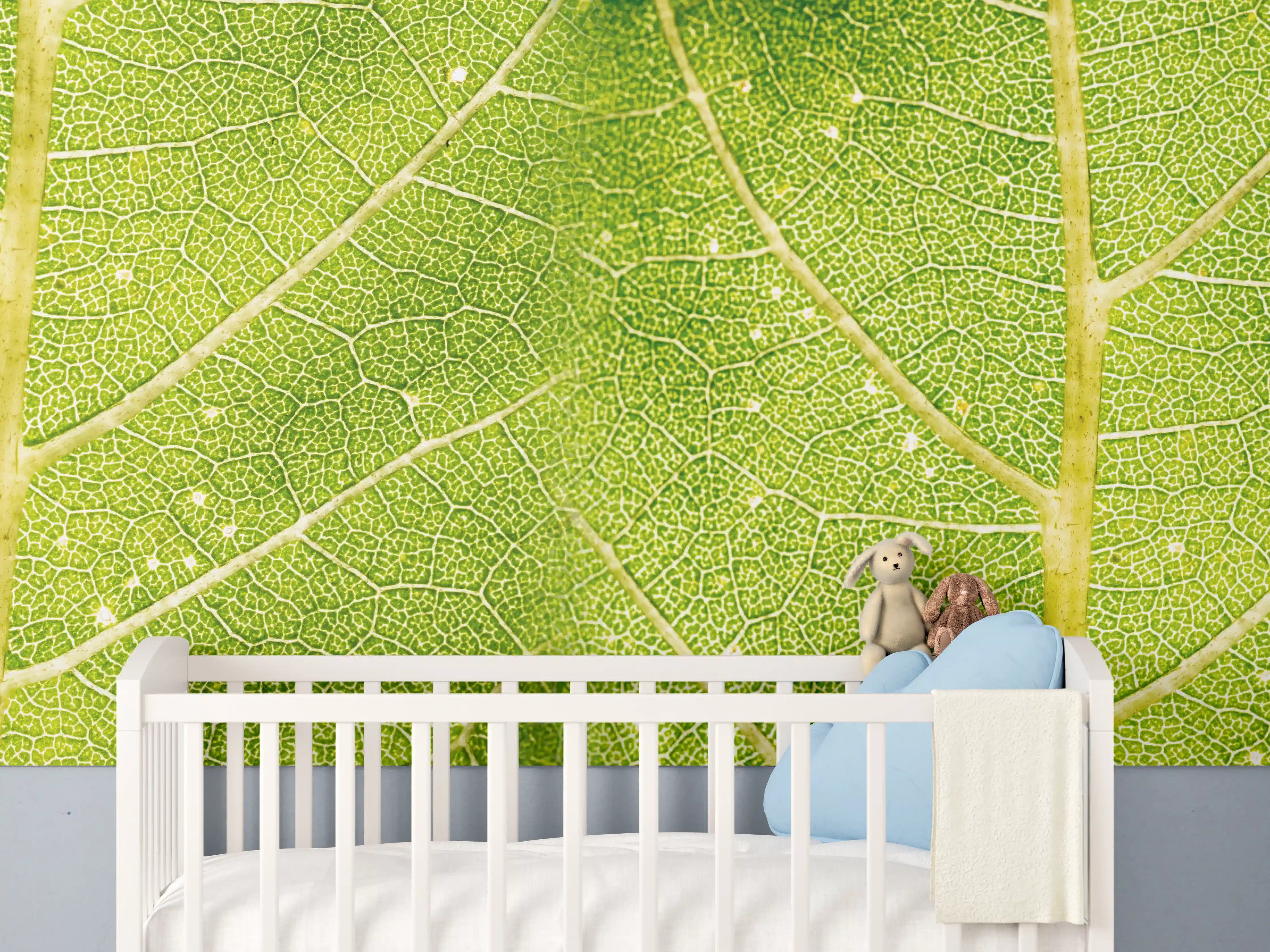 Babyzimmer Wandgestaltung - Grüne Blattstruktur Nahaufnahme