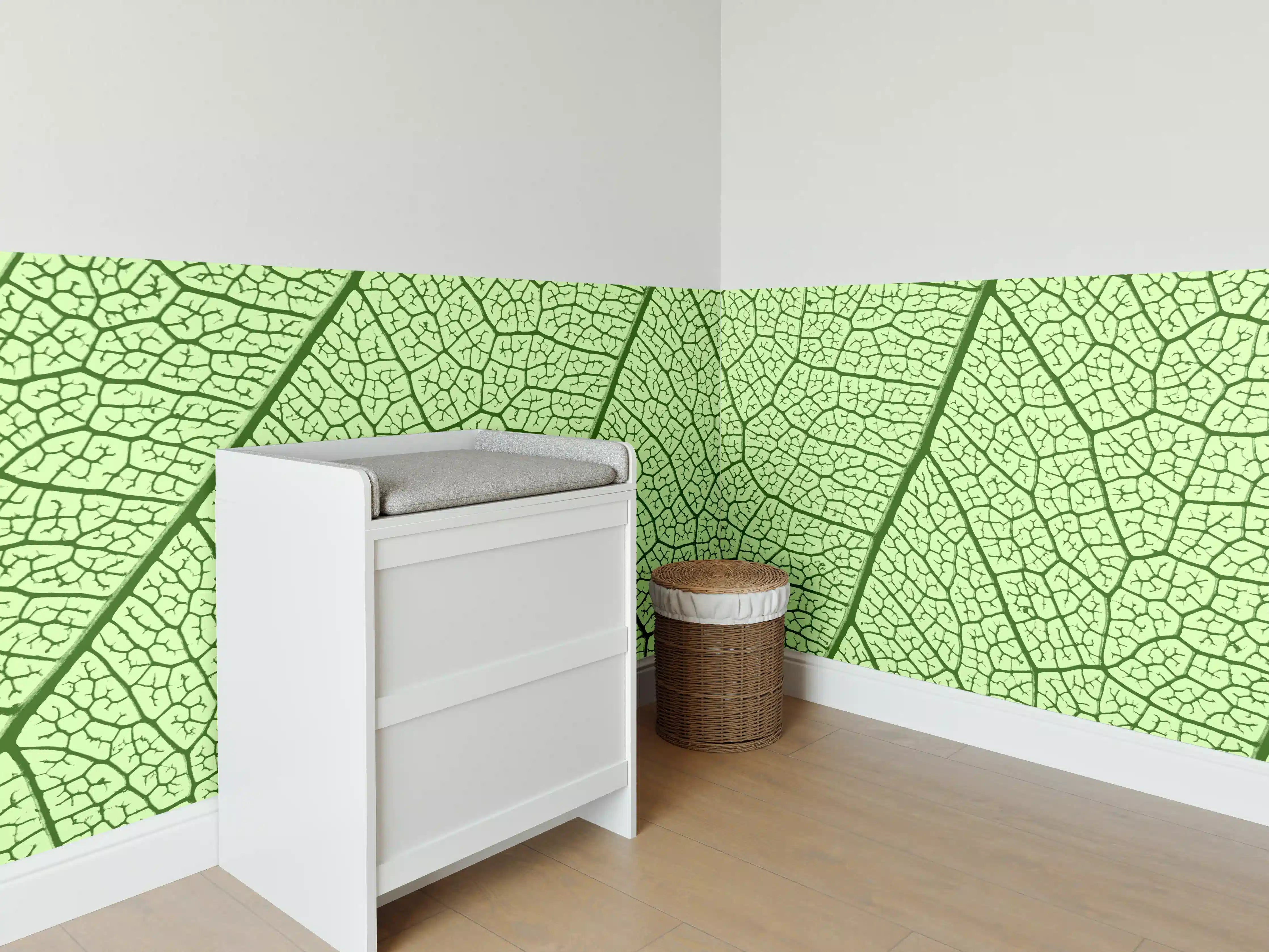 Babyzimmer Wandgestaltung - Grüne Blattvenen Makroaufnahme