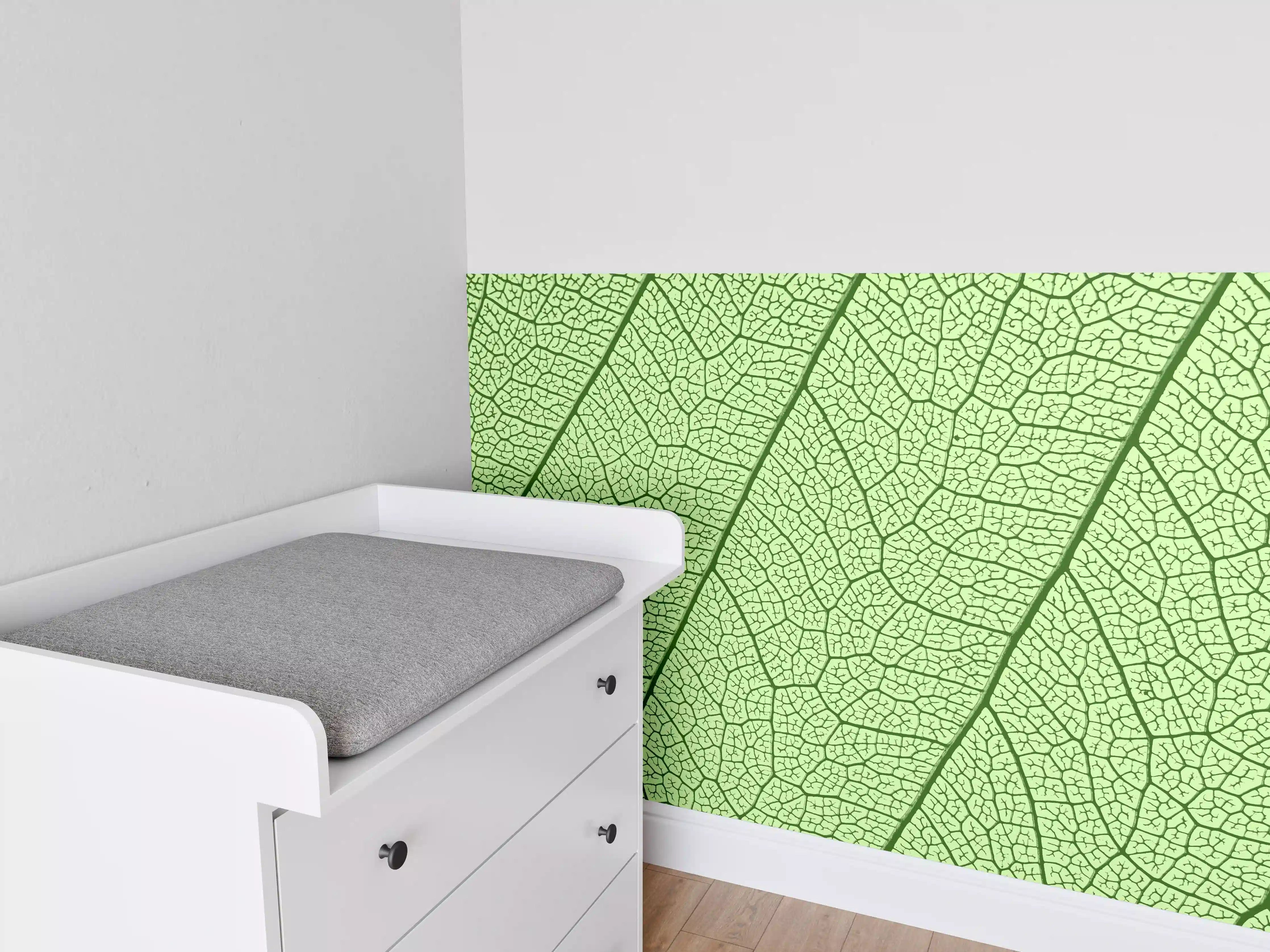 Babyzimmer Wandgestaltung - Grüne Blattvenen Makroaufnahme