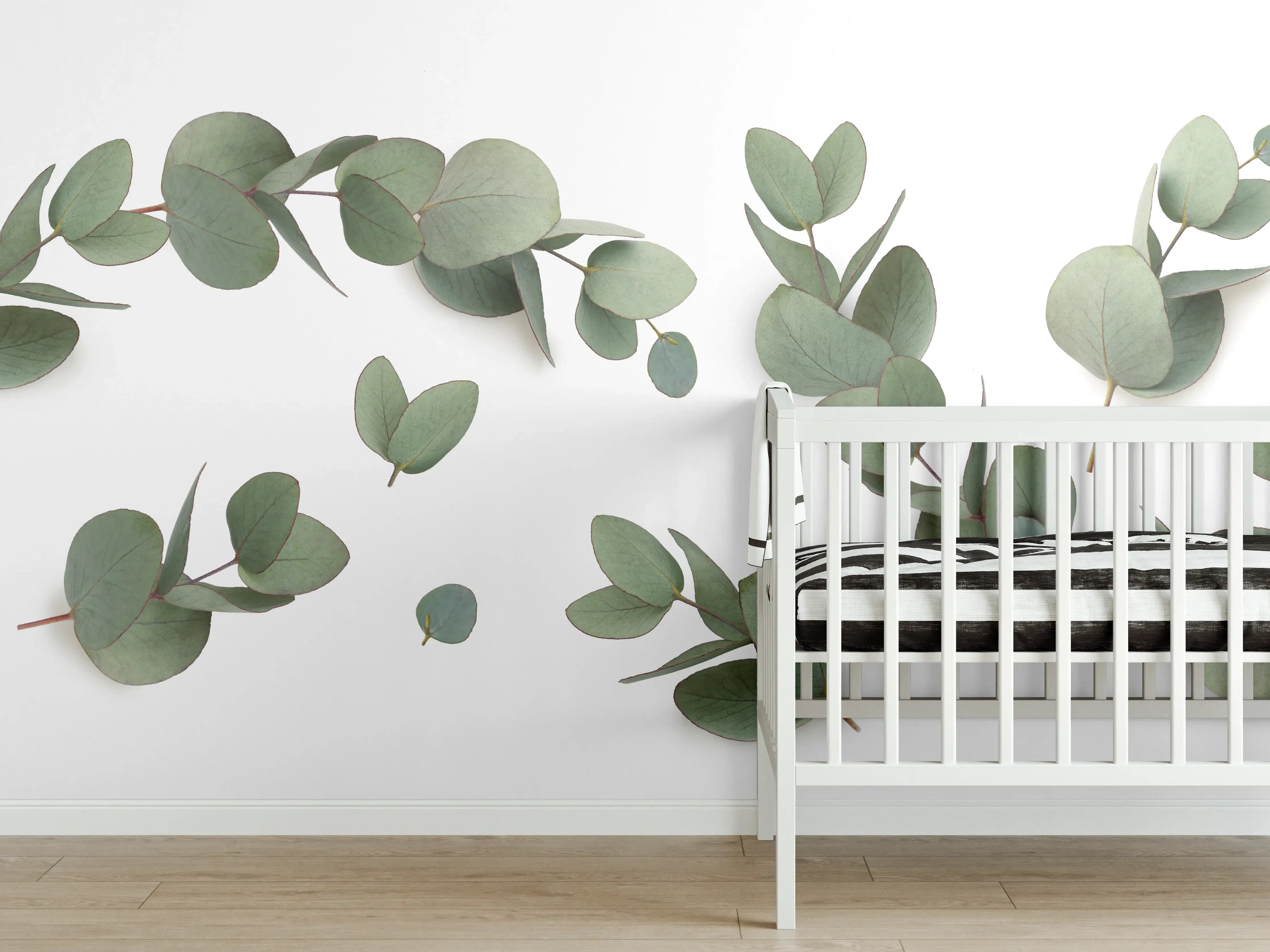 Babyzimmer Wandgestaltung - Grüne Eukalyptus Blätter