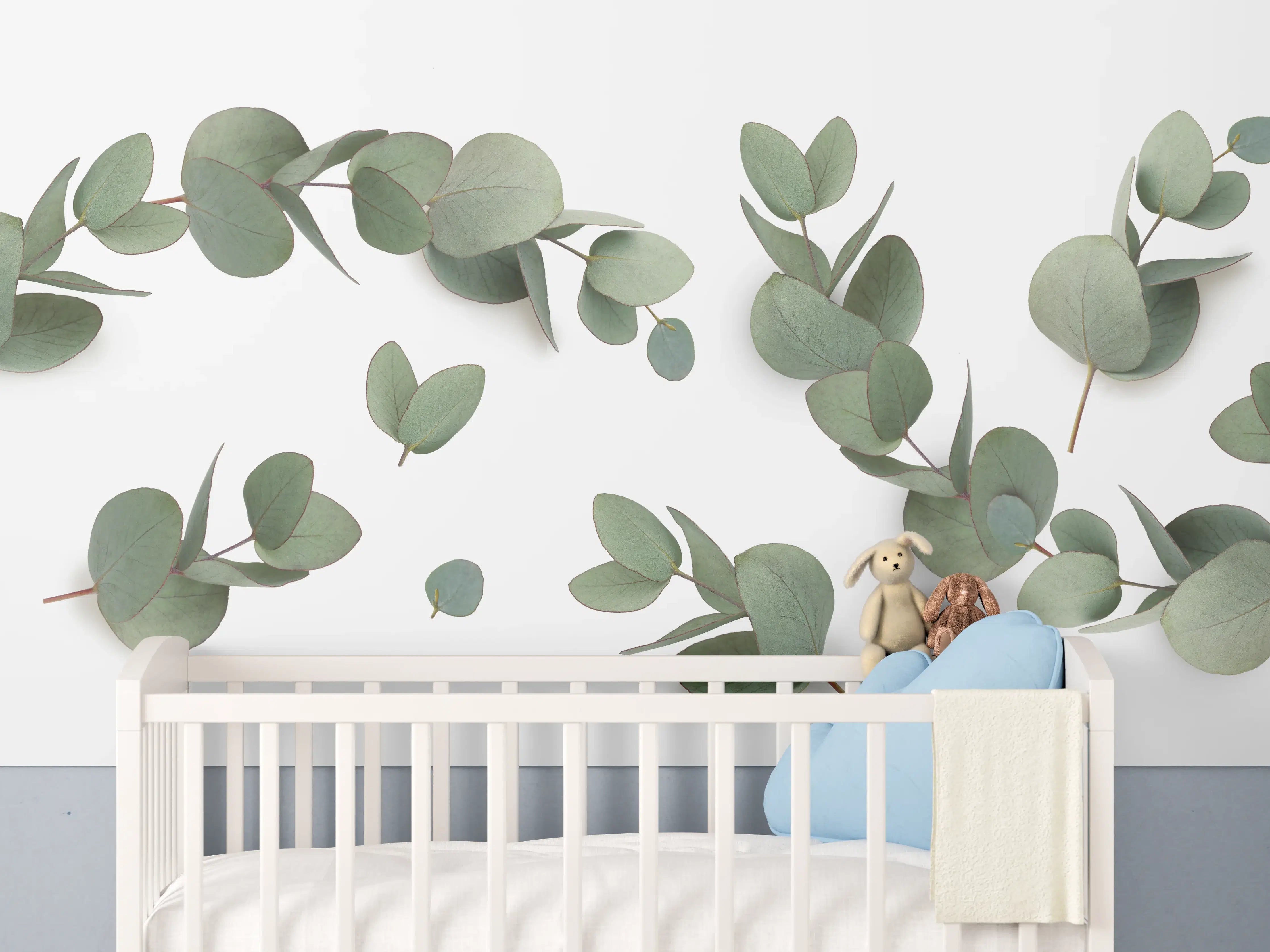 Babyzimmer Wandgestaltung - Grüne Eukalyptus Blätter