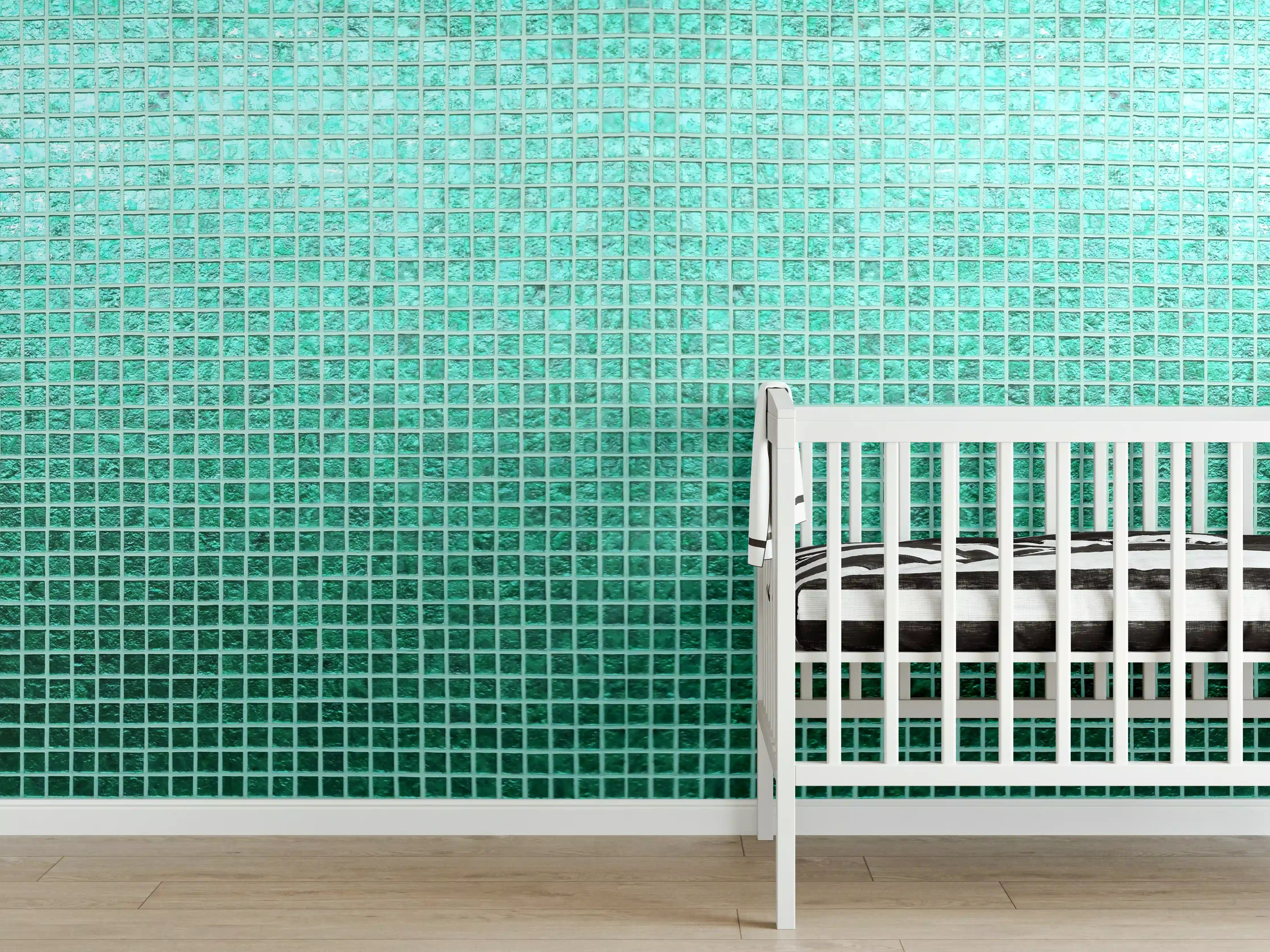 Babyzimmer Wandgestaltung - Grüne Fliesen Mosaik Textur