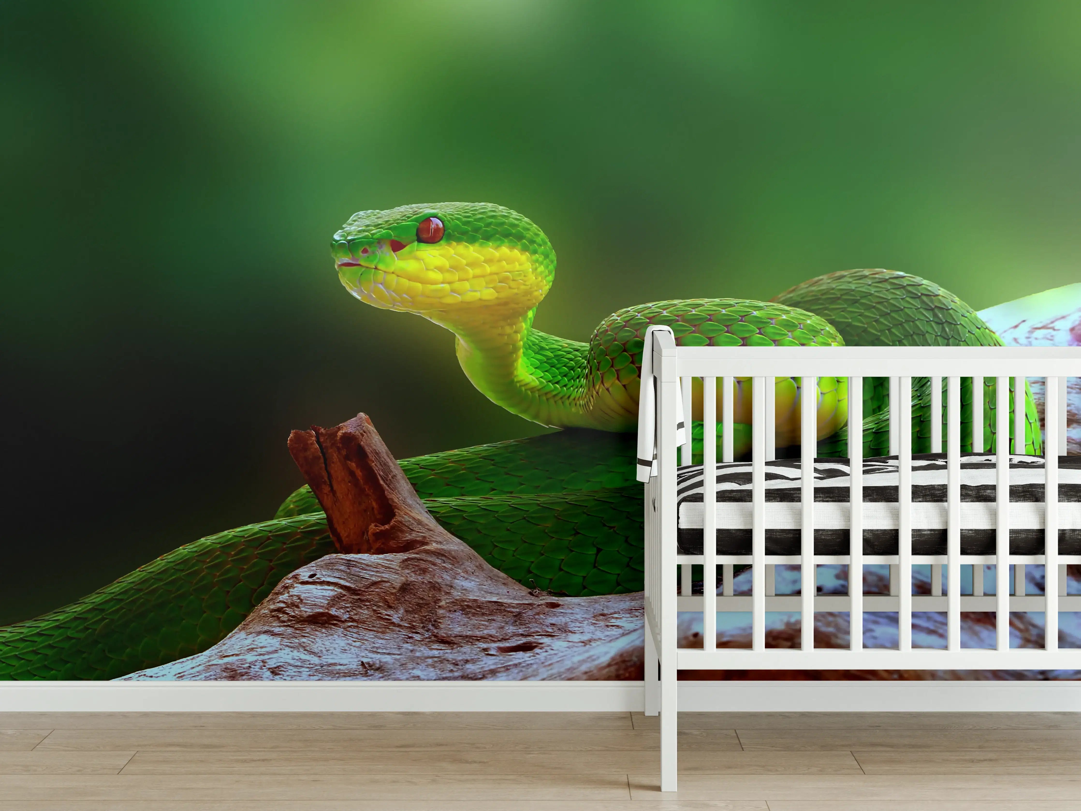 Babyzimmer Wandgestaltung - Grüne Inselvipernatter