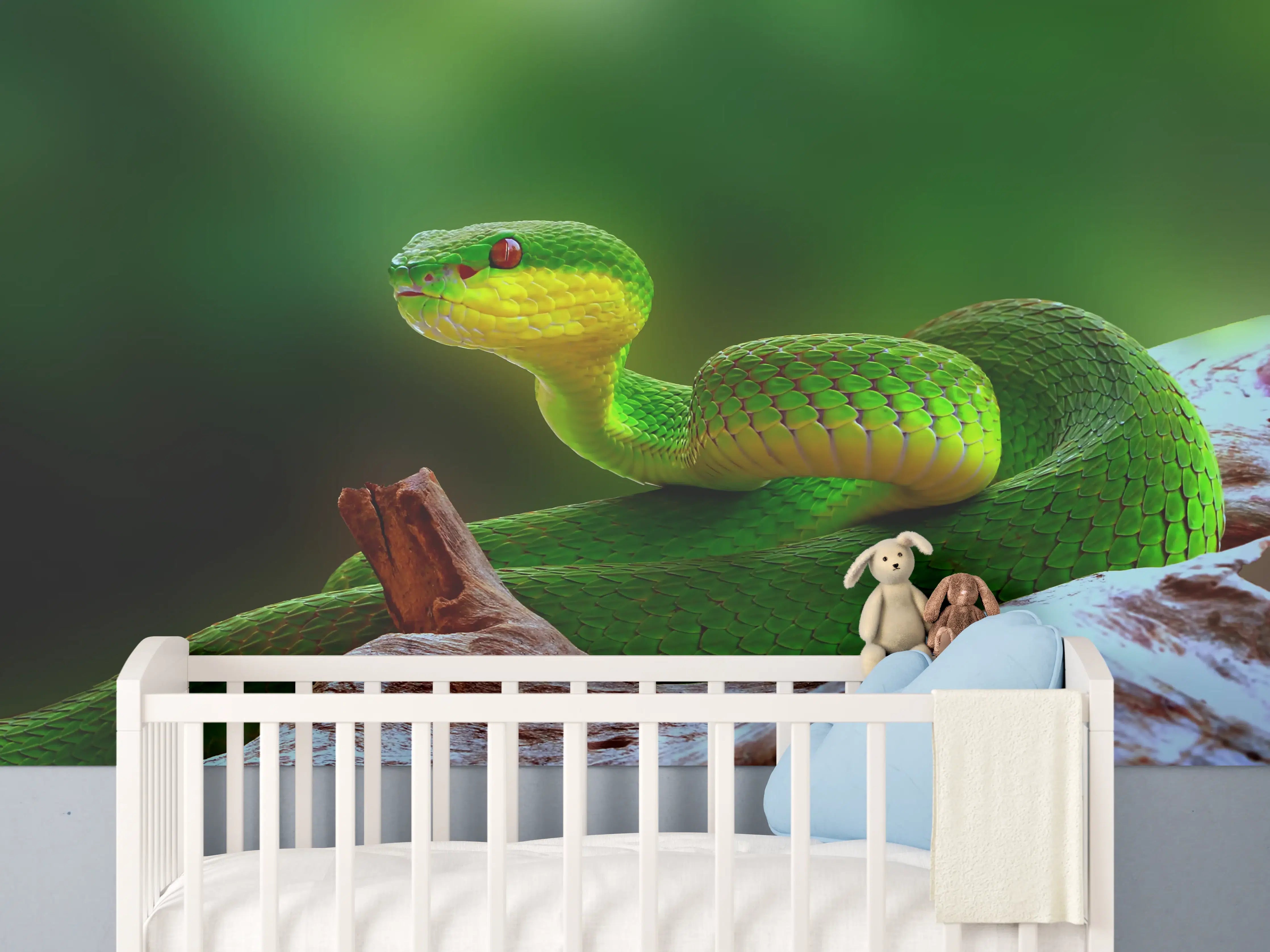 Babyzimmer Wandgestaltung - Grüne Inselvipernatter