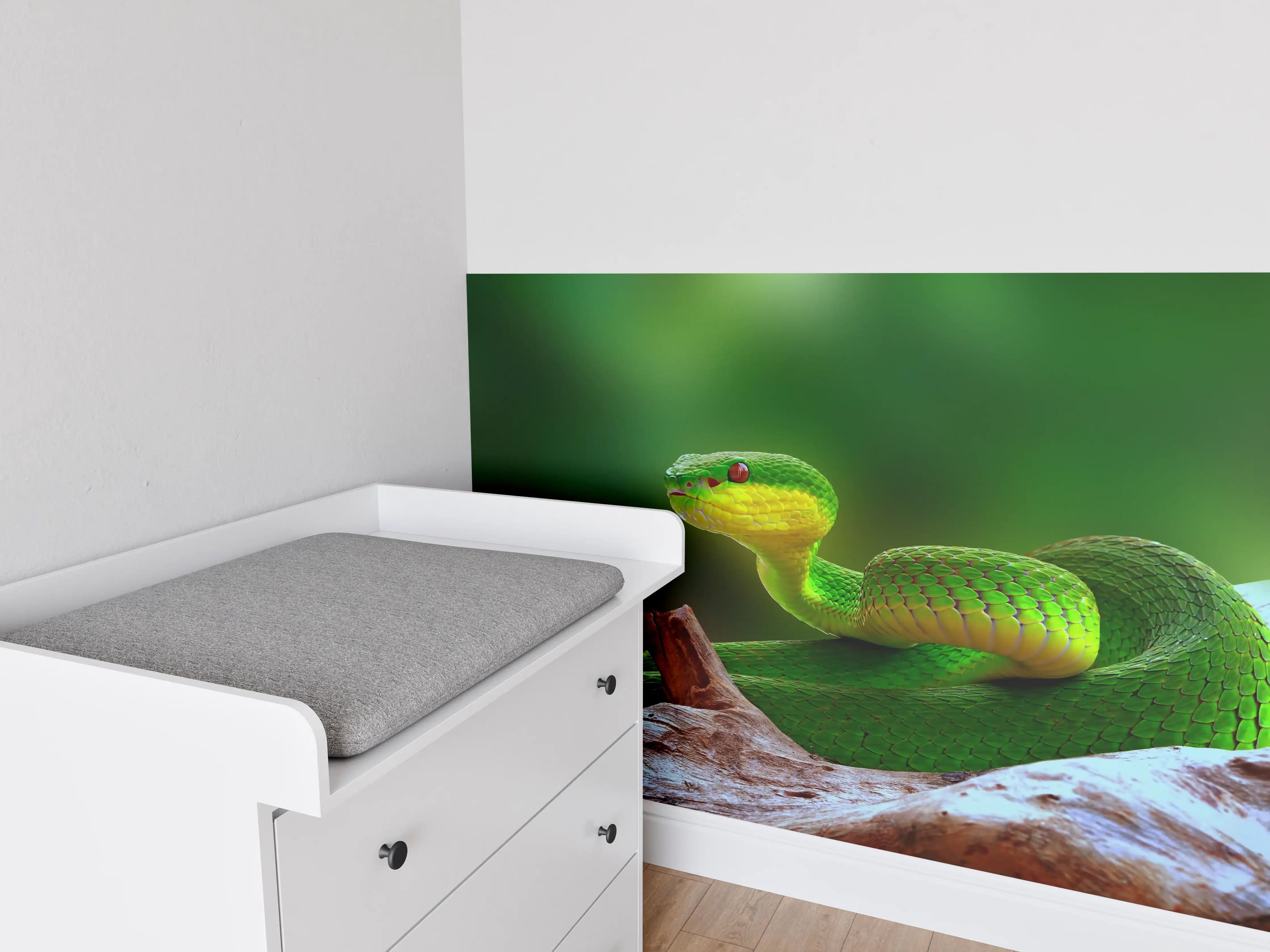 Babyzimmer Wandgestaltung - Grüne Inselvipernatter