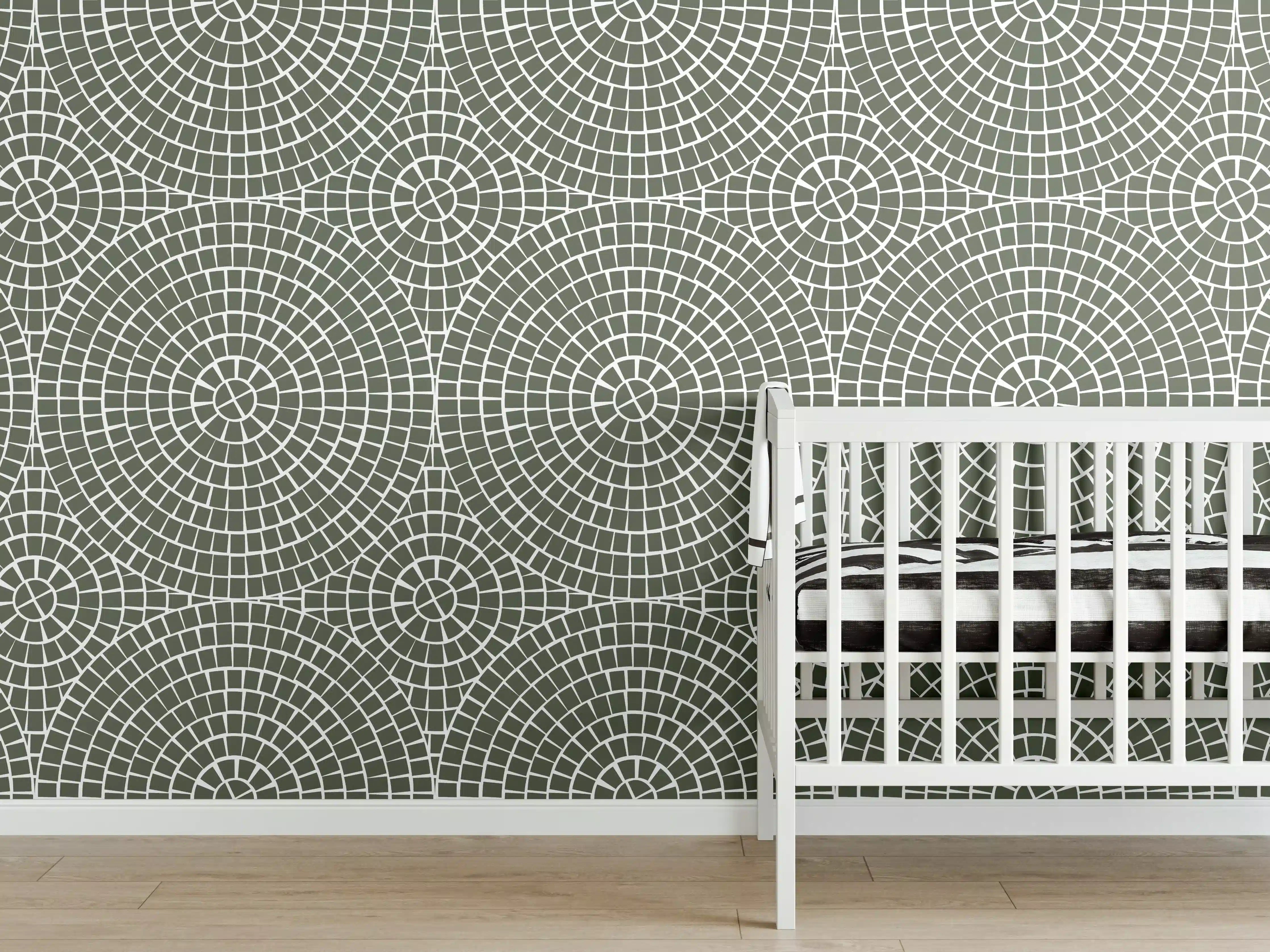 Babyzimmer Wandgestaltung - Grüne Mosaik-Fliese