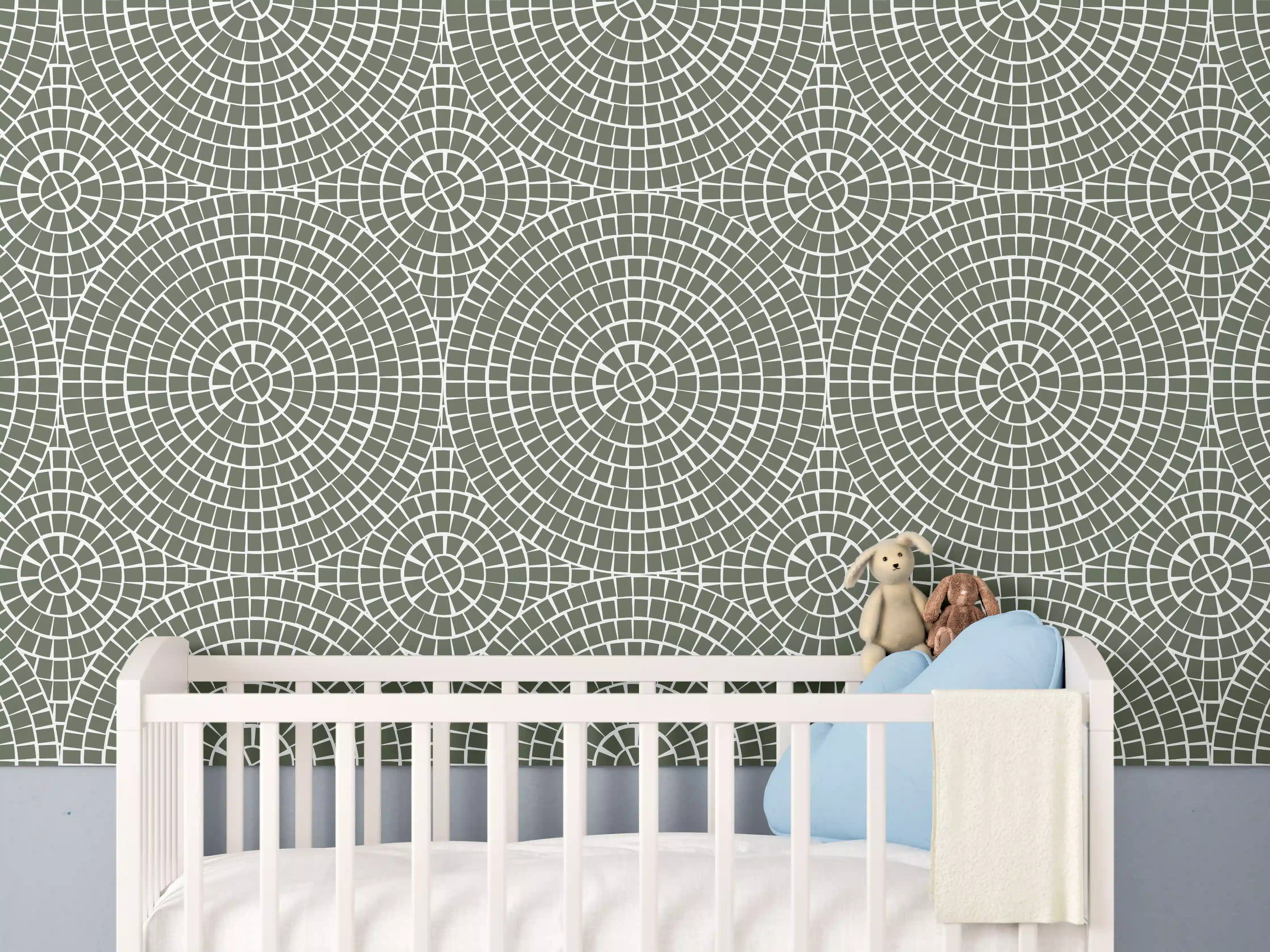 Babyzimmer Wandgestaltung - Grüne Mosaik-Fliese