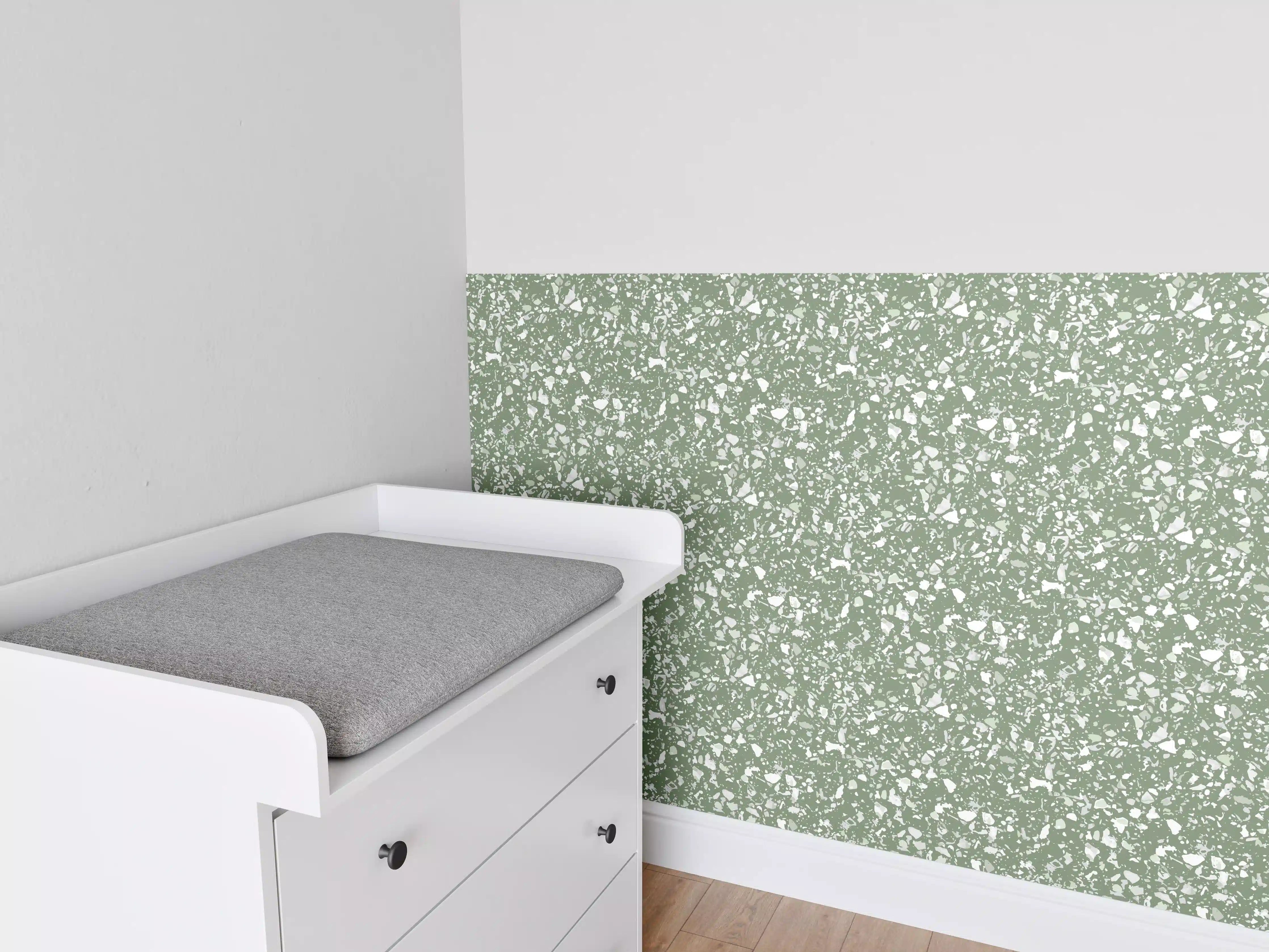 Babyzimmer Wandgestaltung - Grüne Terrazzo-Olive-Textur