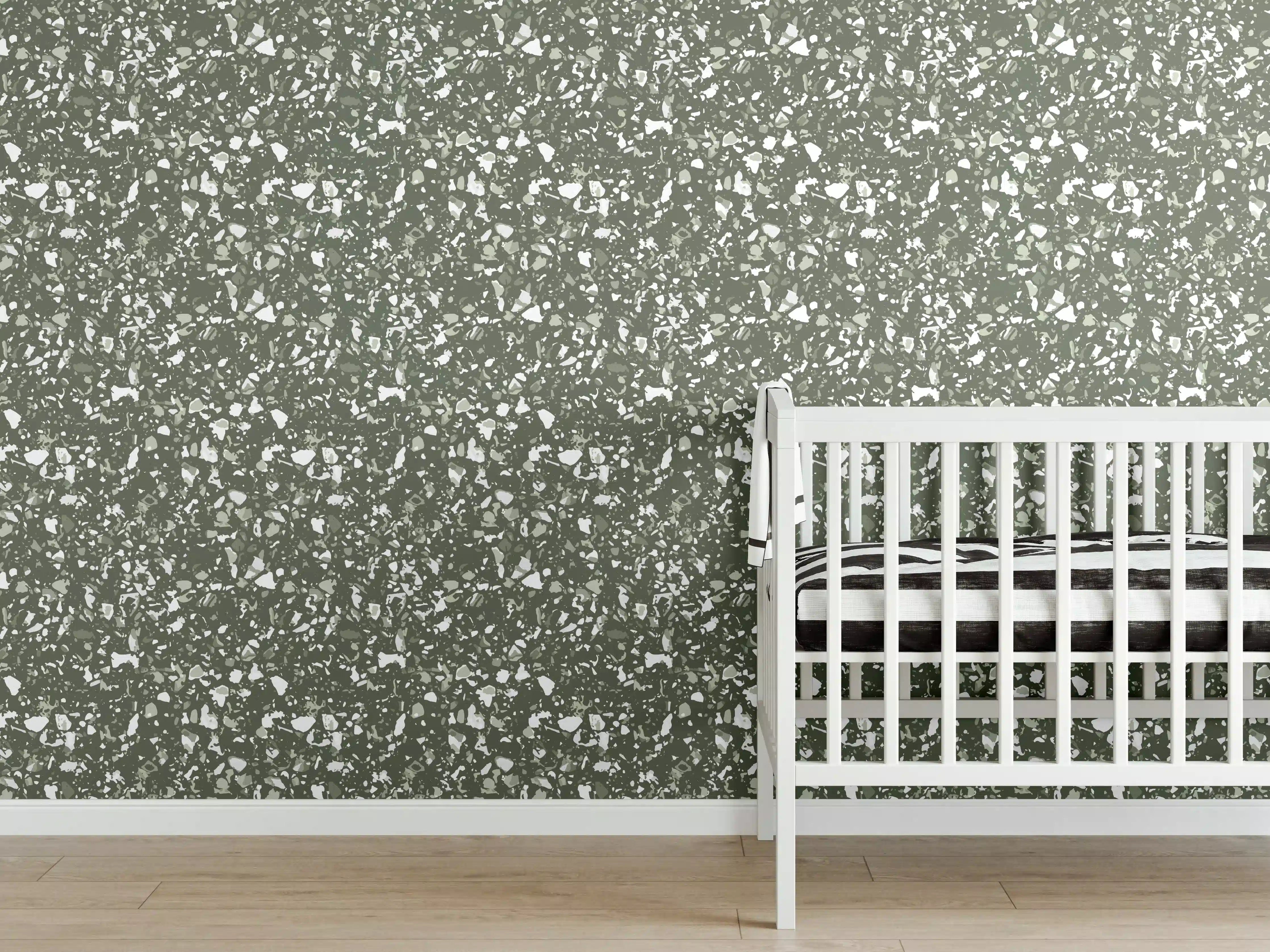 Babyzimmer Wandgestaltung - Grüne Terrazzo-Textur