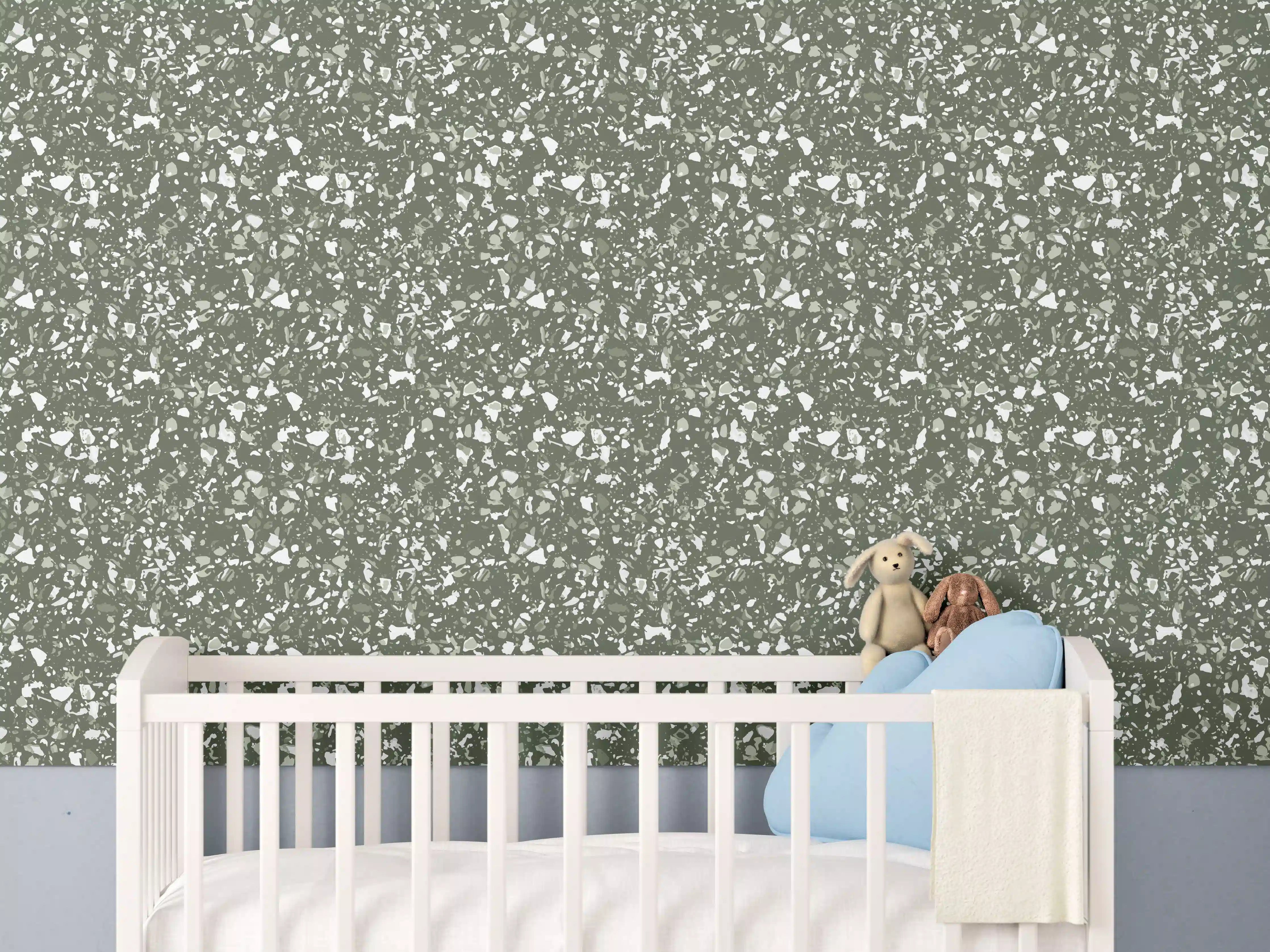 Babyzimmer Wandgestaltung - Grüne Terrazzo-Textur