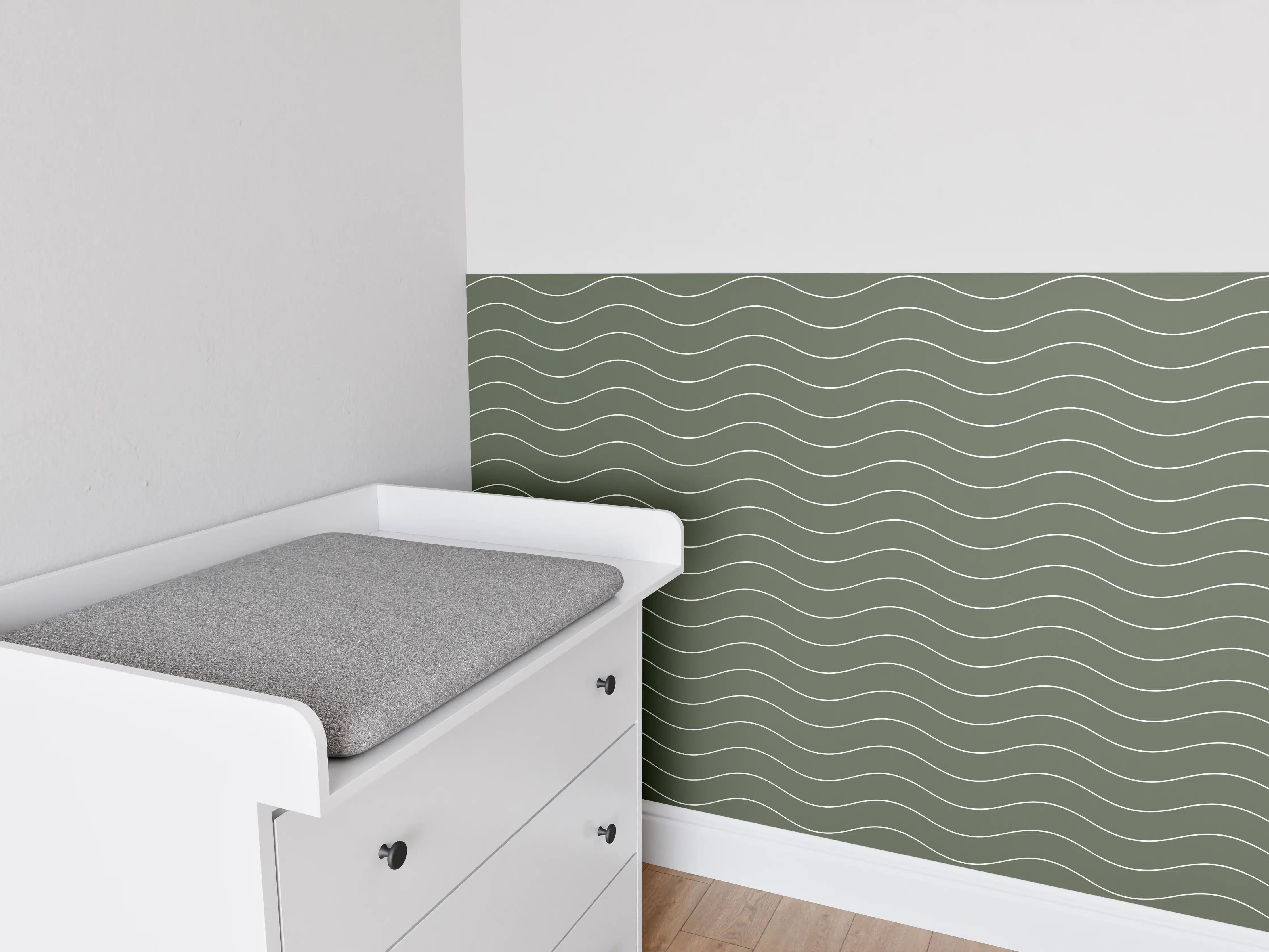 Babyzimmer Wandgestaltung - Grüne Wellenmuster