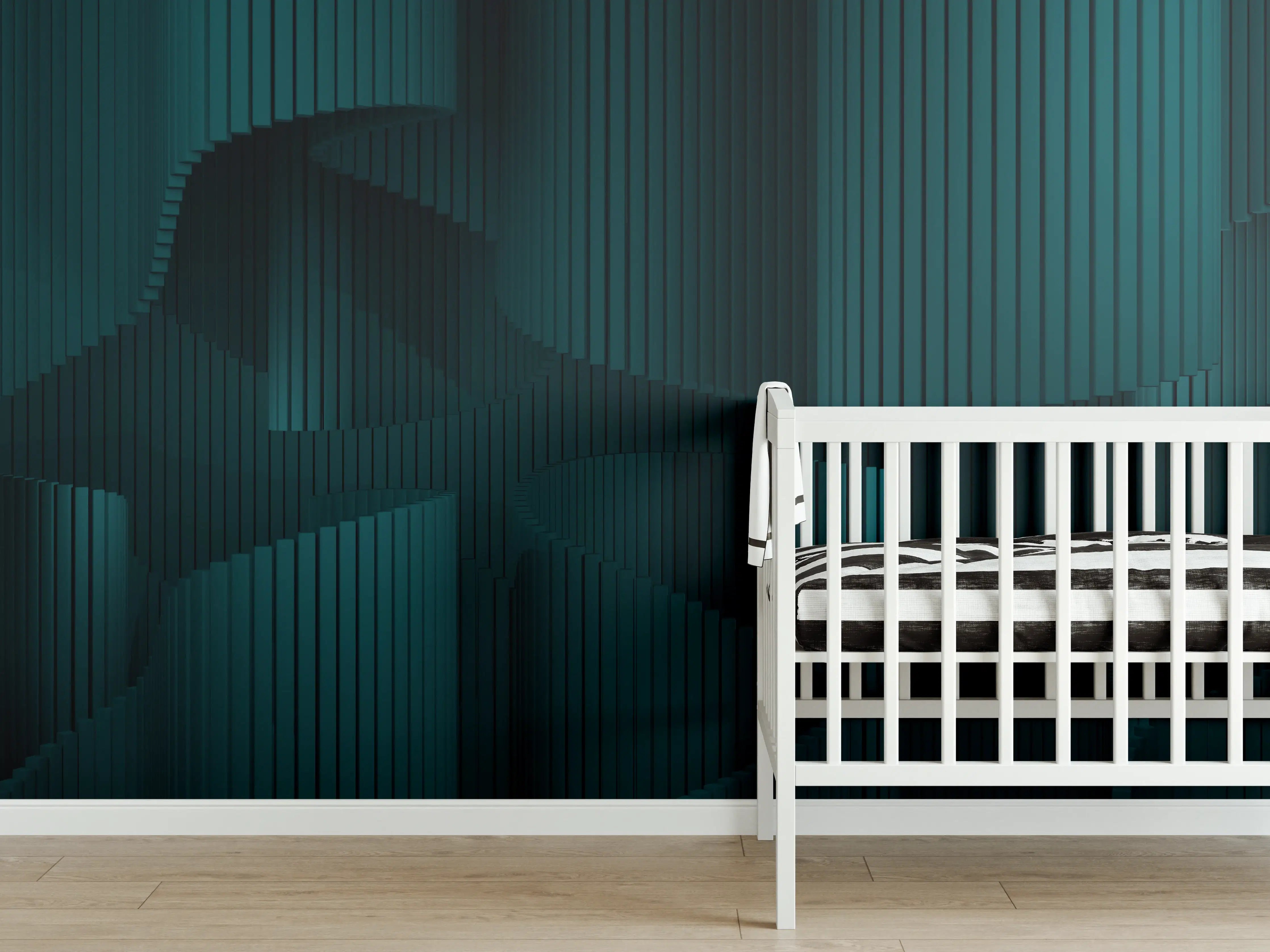 Babyzimmer Wandgestaltung - Grüne Wellige Dunkle Abstraktion