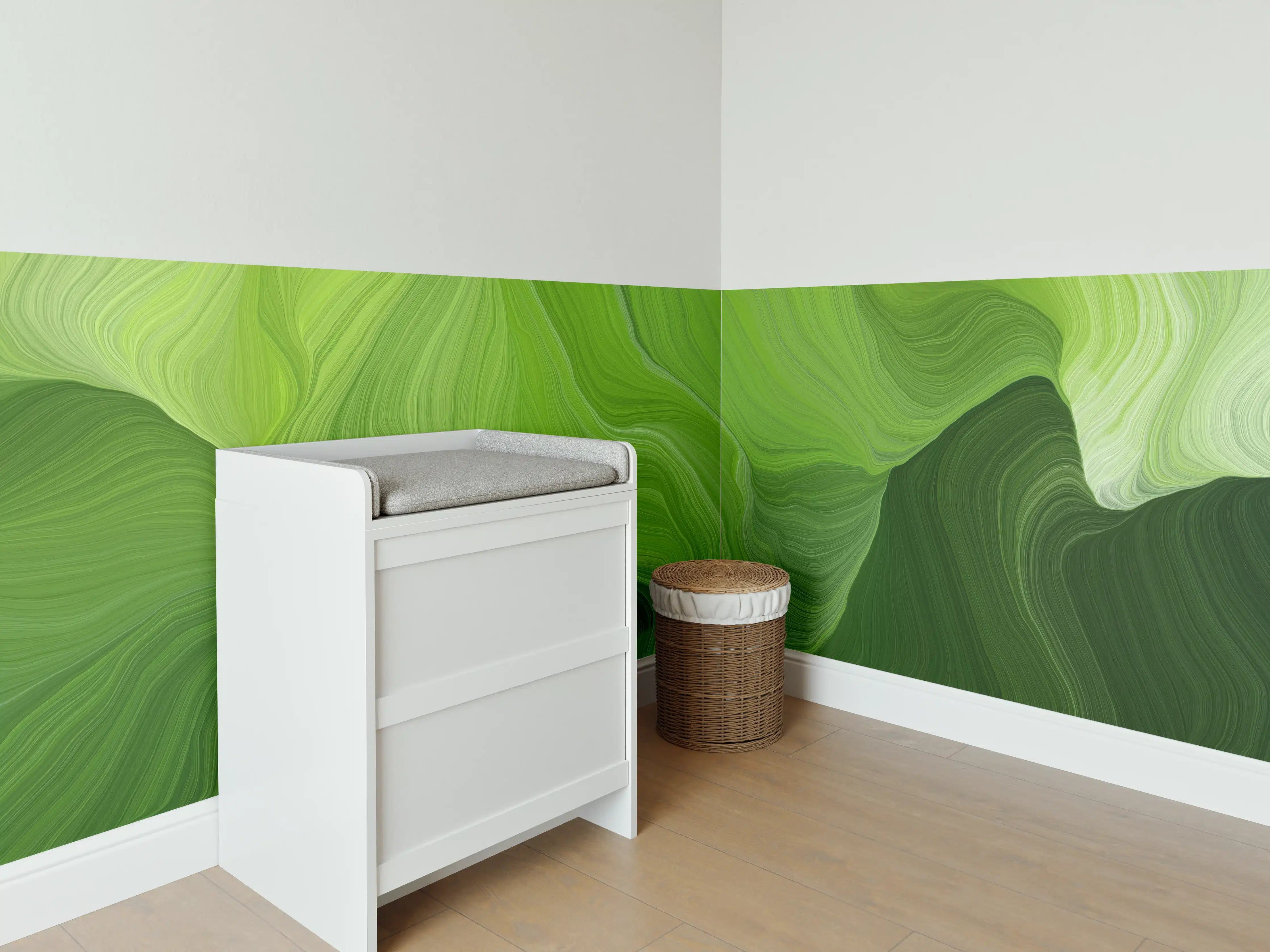 Babyzimmer Wandgestaltung - Grüne abstrakte Farbverläufe