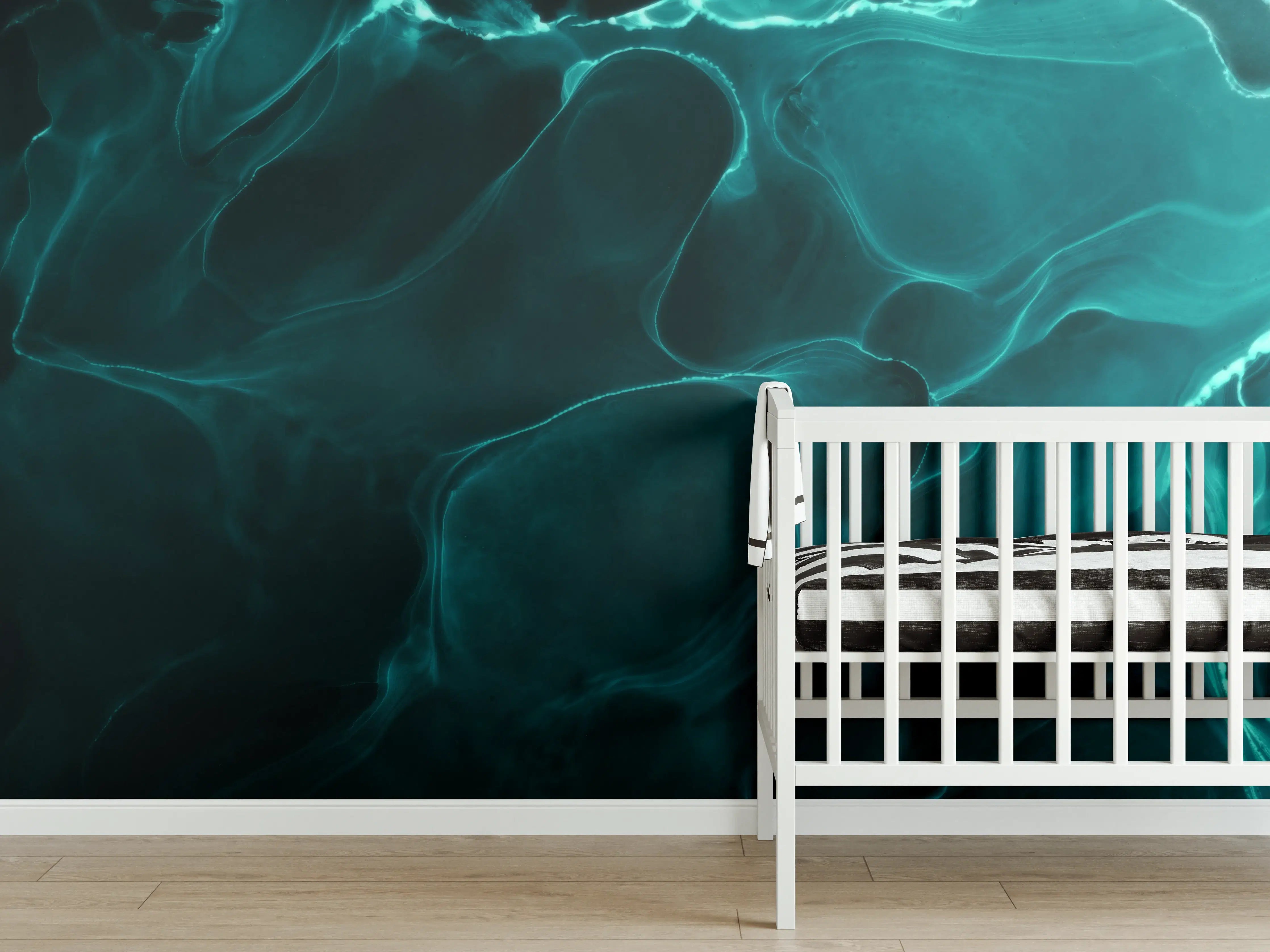 Babyzimmer Wandgestaltung - Grüne elektrische Energielinien