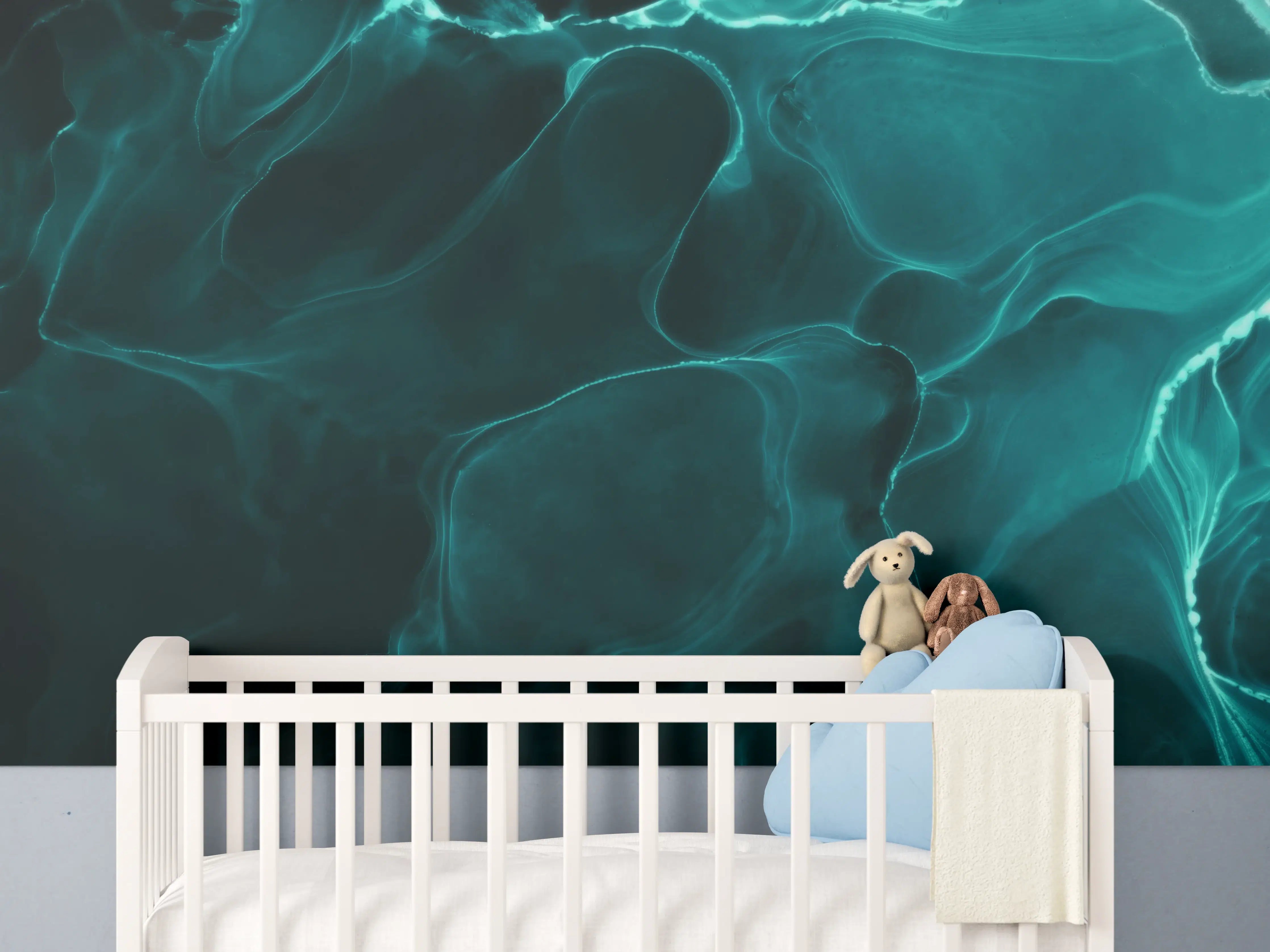 Babyzimmer Wandgestaltung - Grüne elektrische Energielinien