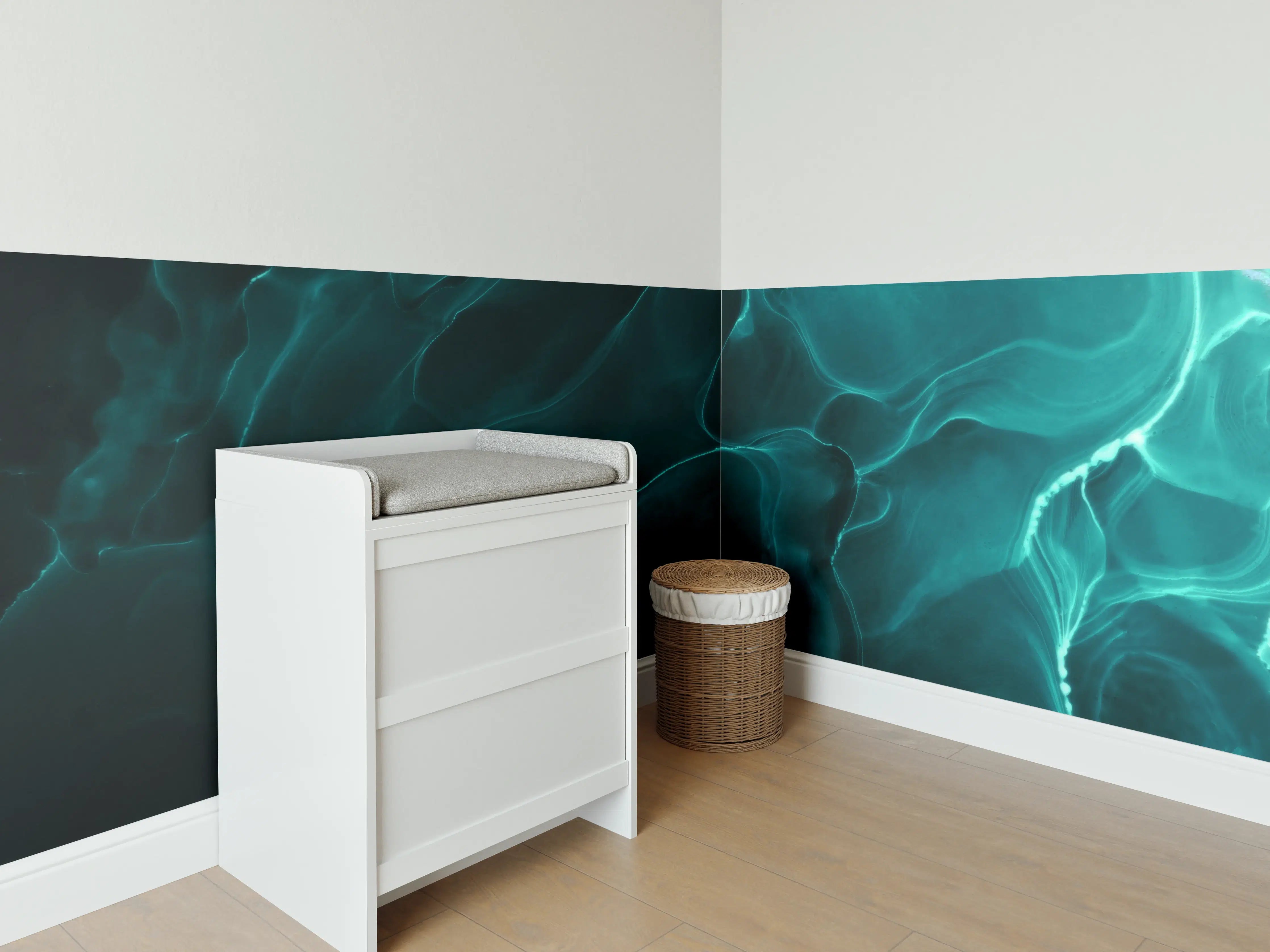 Babyzimmer Wandgestaltung - Grüne elektrische Energielinien