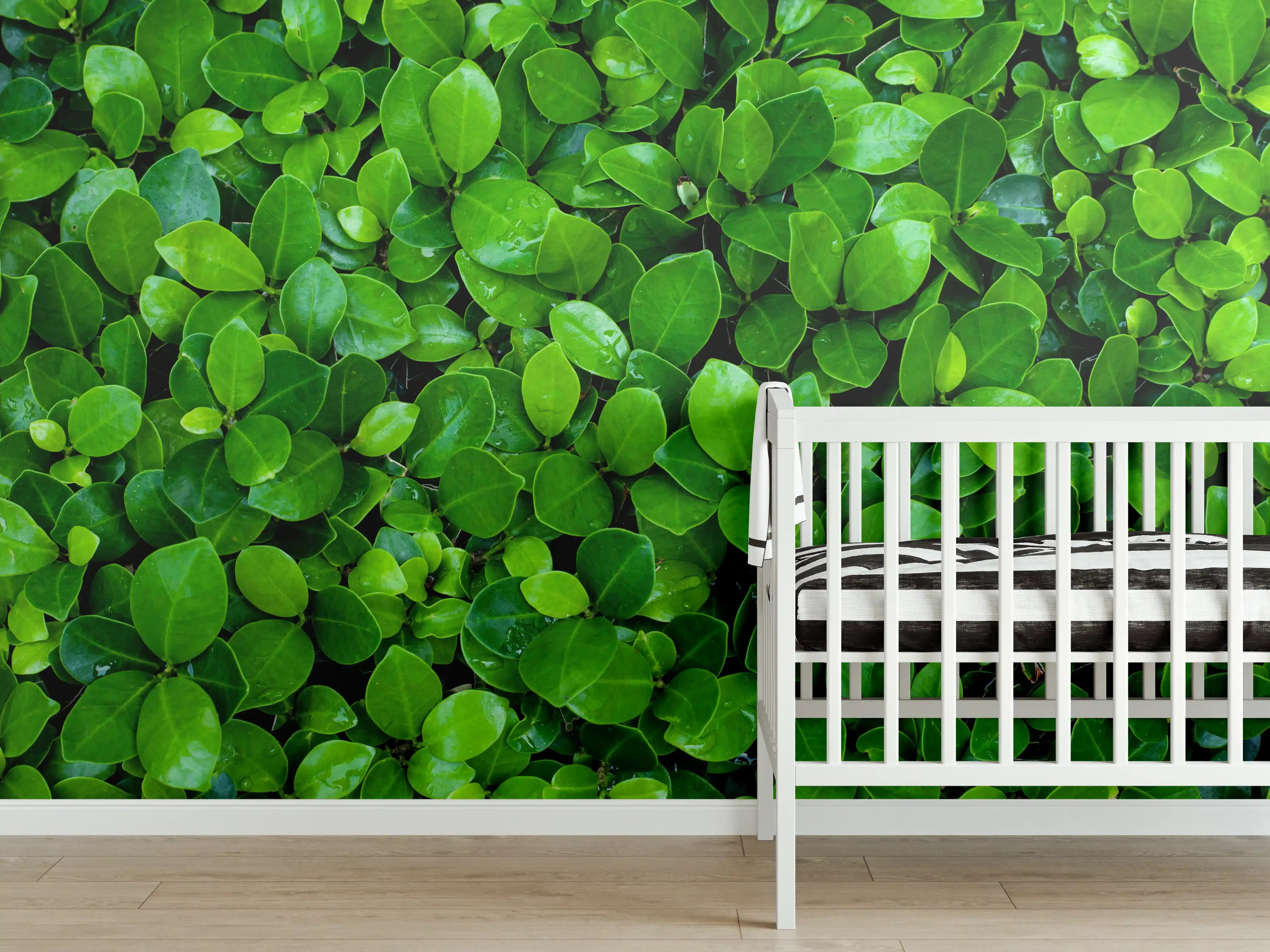 Babyzimmer Wandgestaltung - Grüne saftige Busch Blätter