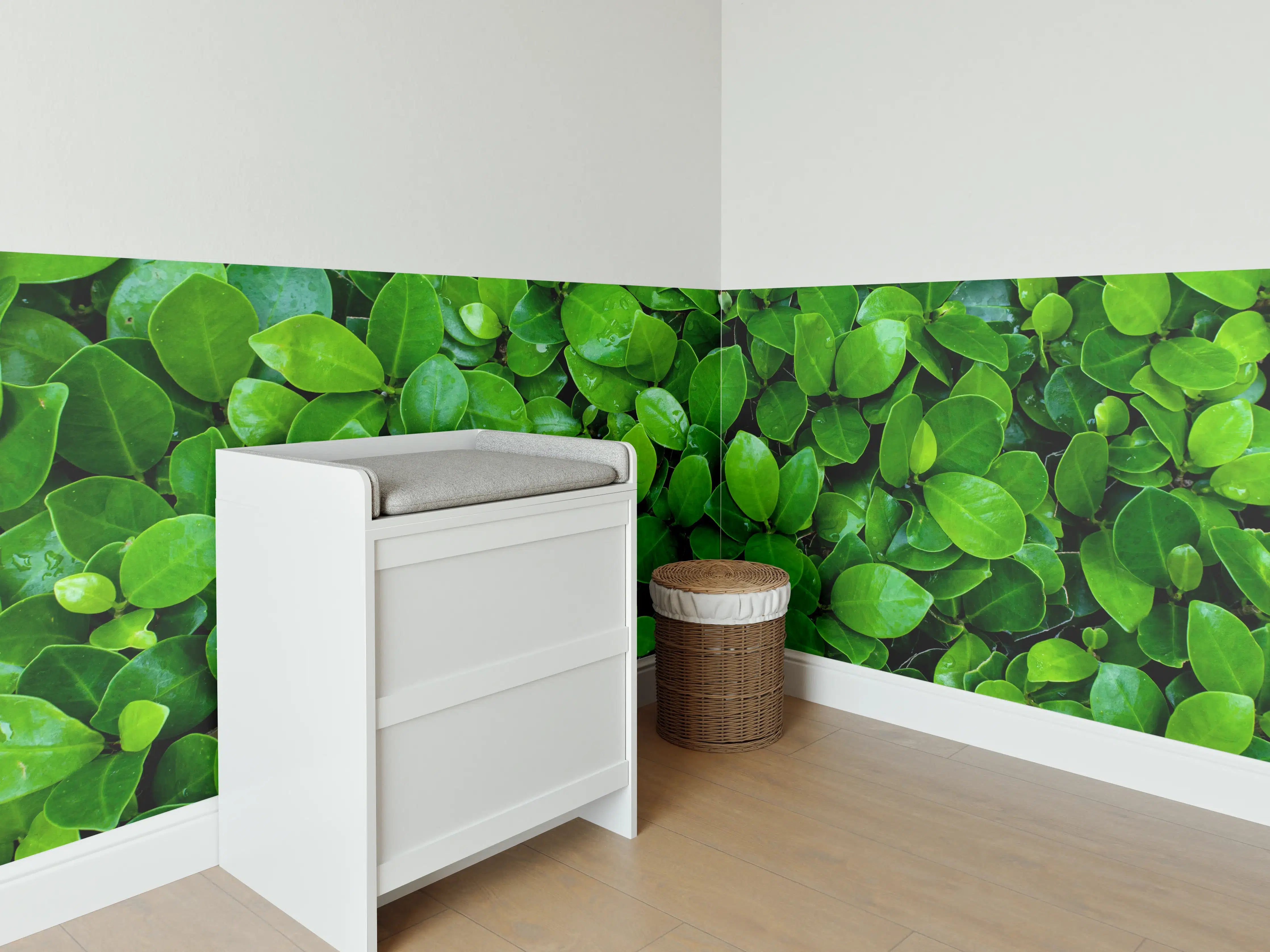 Babyzimmer Wandgestaltung - Grüne saftige Busch Blätter