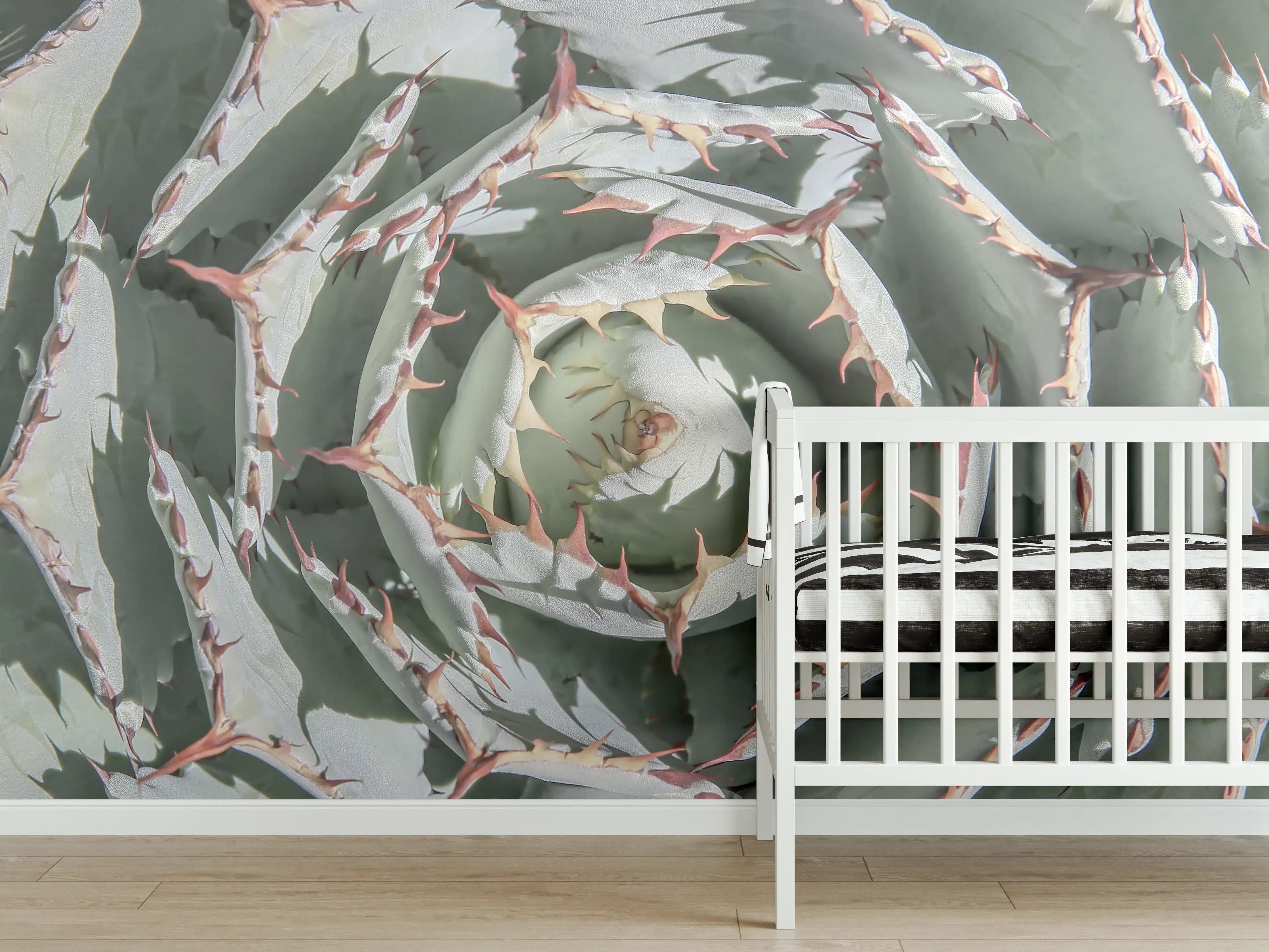 Babyzimmer Wandgestaltung - Grüner Agaven Makro Aufsicht