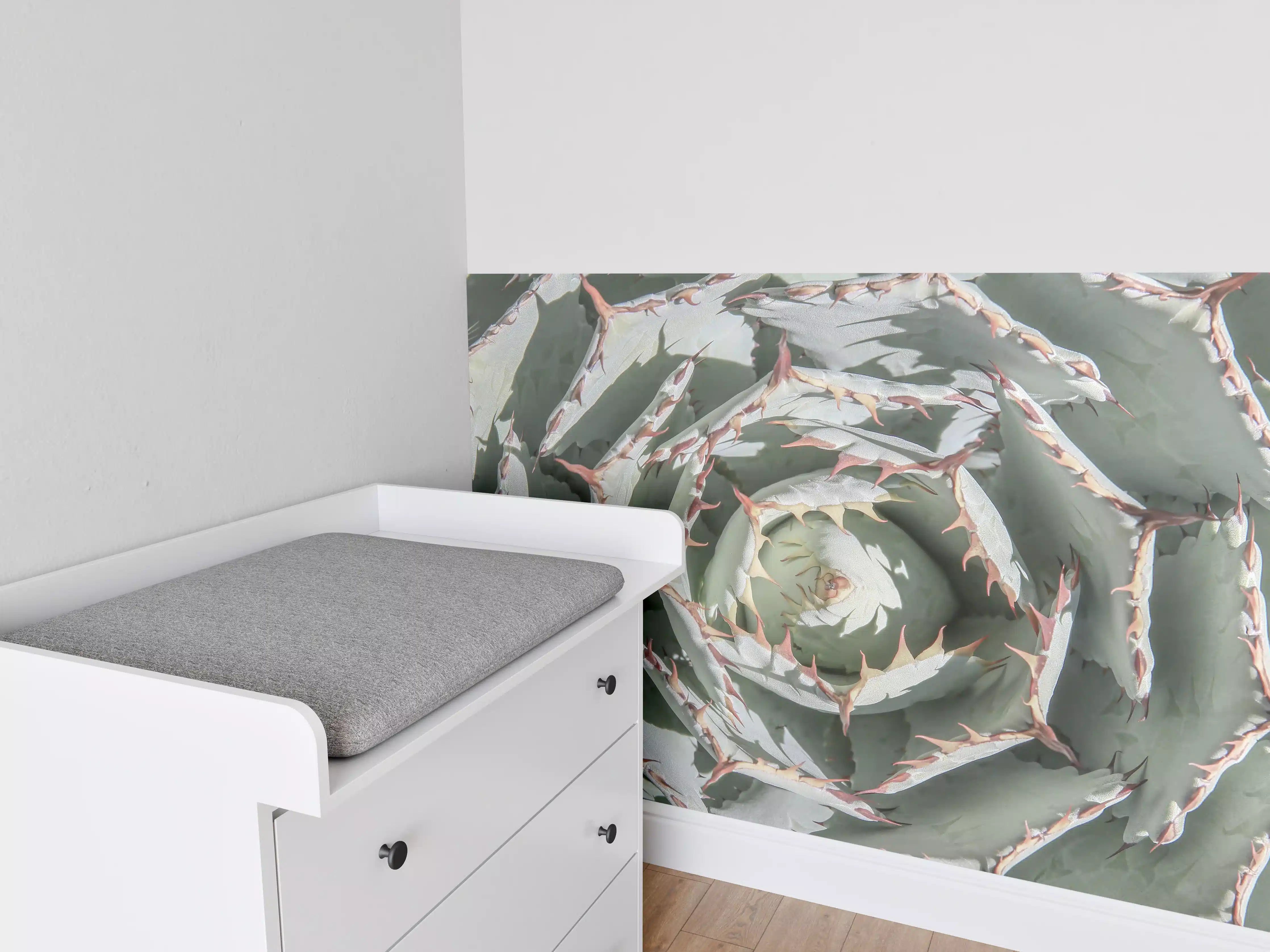 Babyzimmer Wandgestaltung - Grüner Agaven Makro Aufsicht