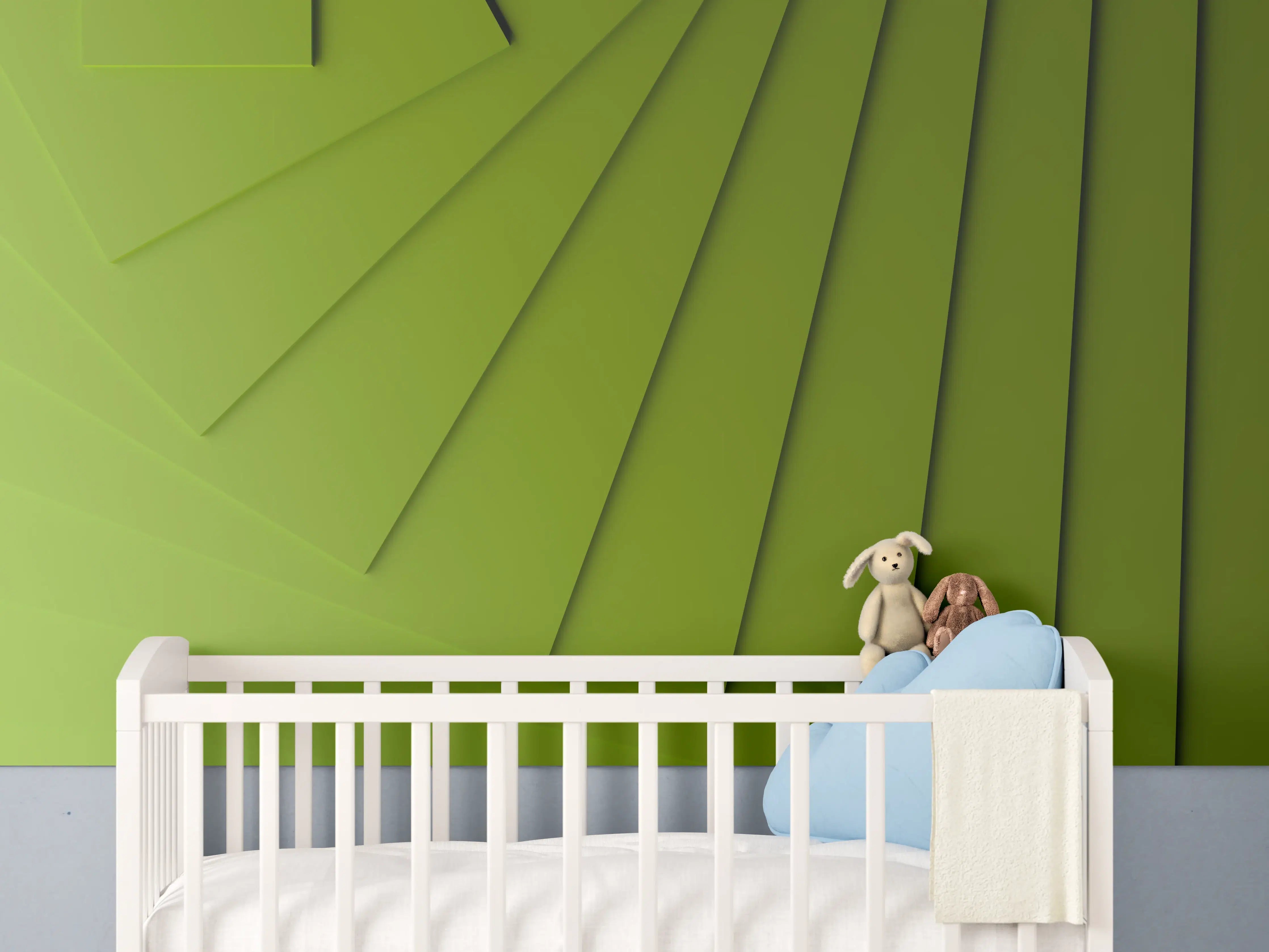 Babyzimmer Wandgestaltung - Grüner Moderner Hintergrund 