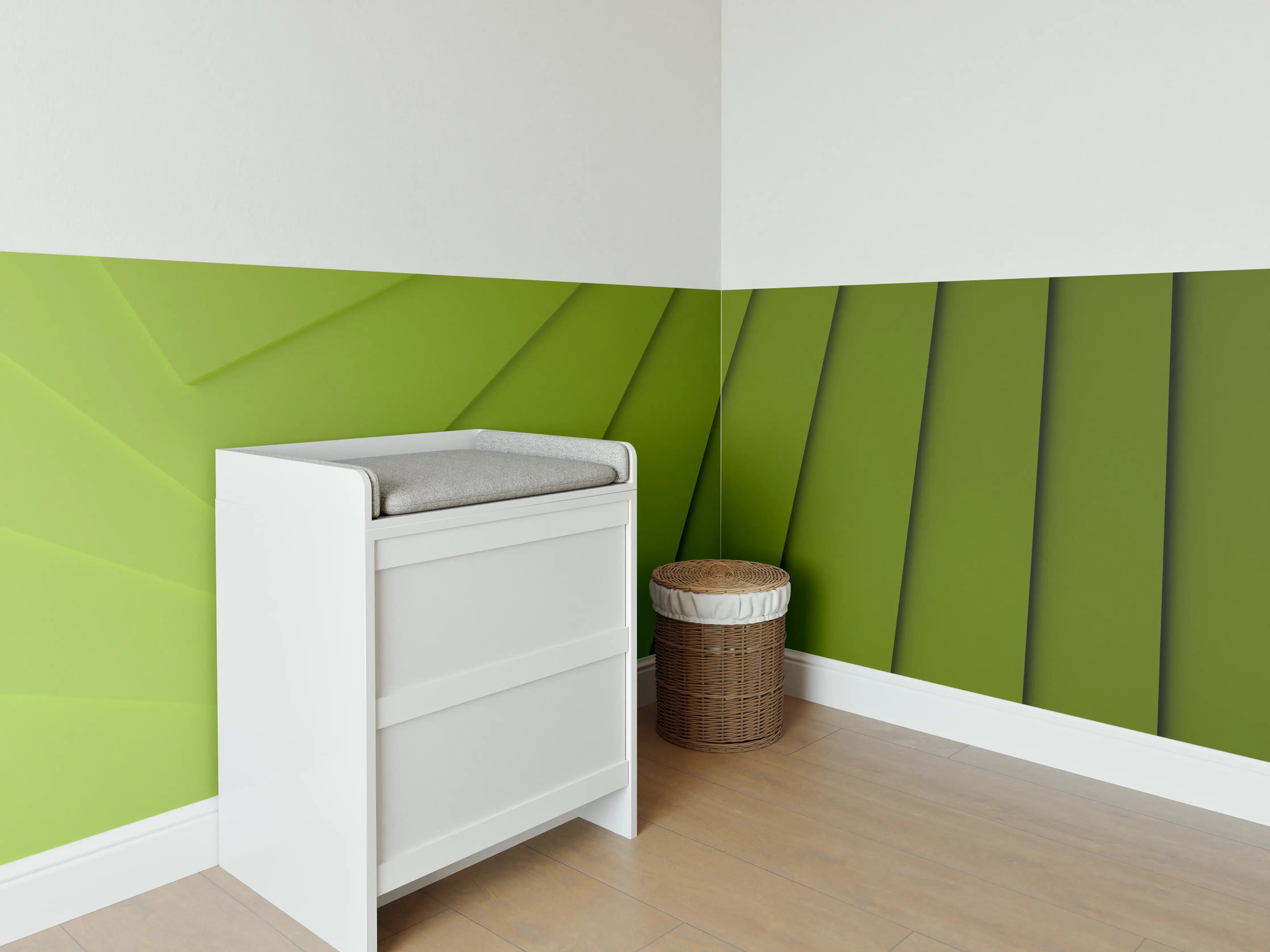 Babyzimmer Wandgestaltung - Grüner Moderner Hintergrund 