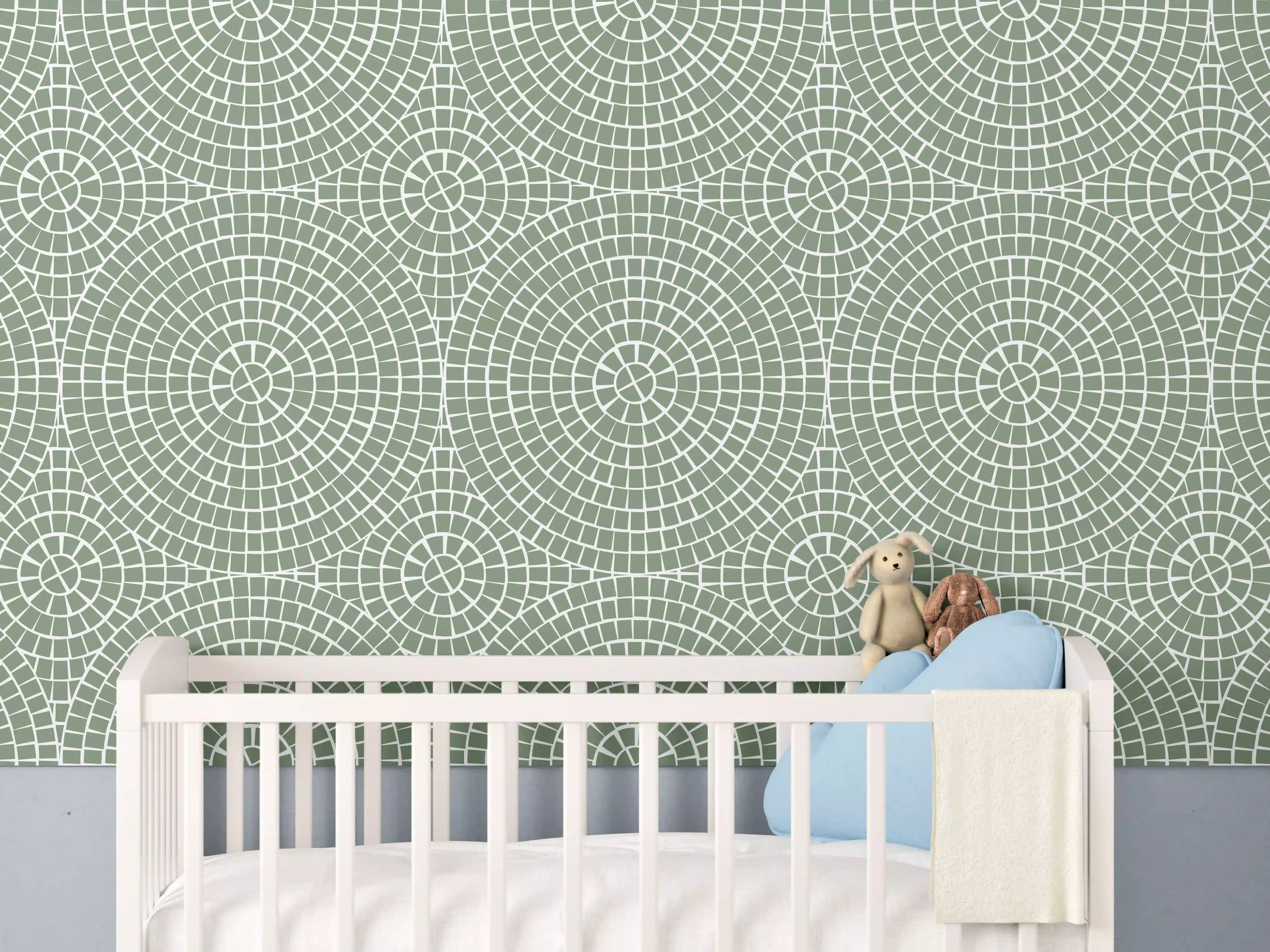Babyzimmer Wandgestaltung - Grüner Mosaik-Textur