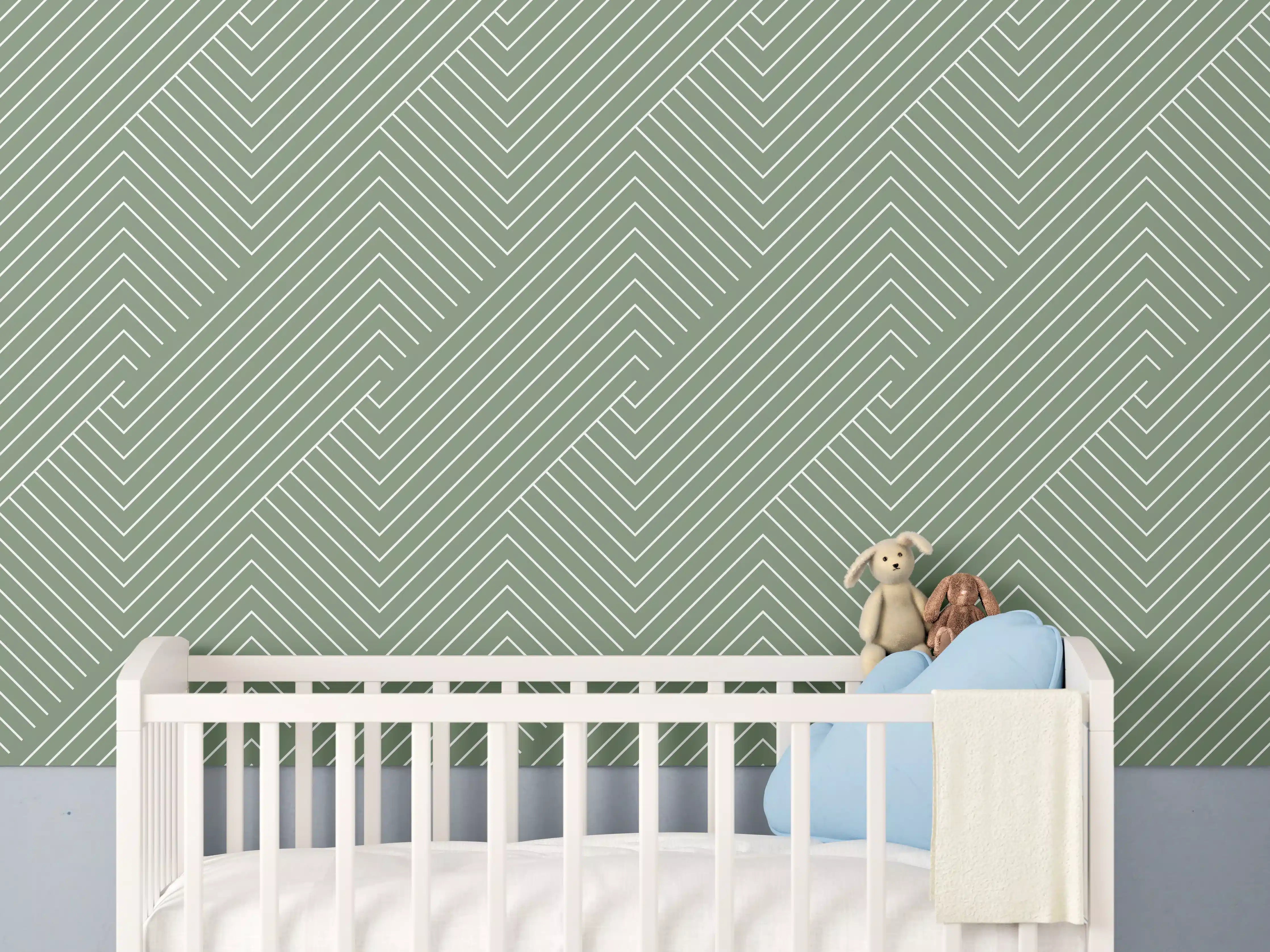 Babyzimmer Wandgestaltung - Grüner geometrischer Akzent